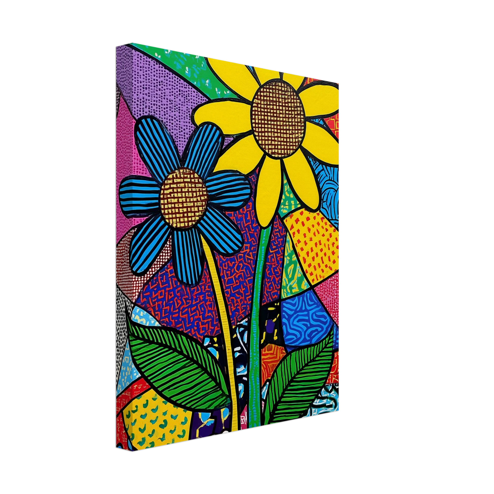 Deux Fleurs en Fête — tableau sur toile — vue 4 — art mural STNCL