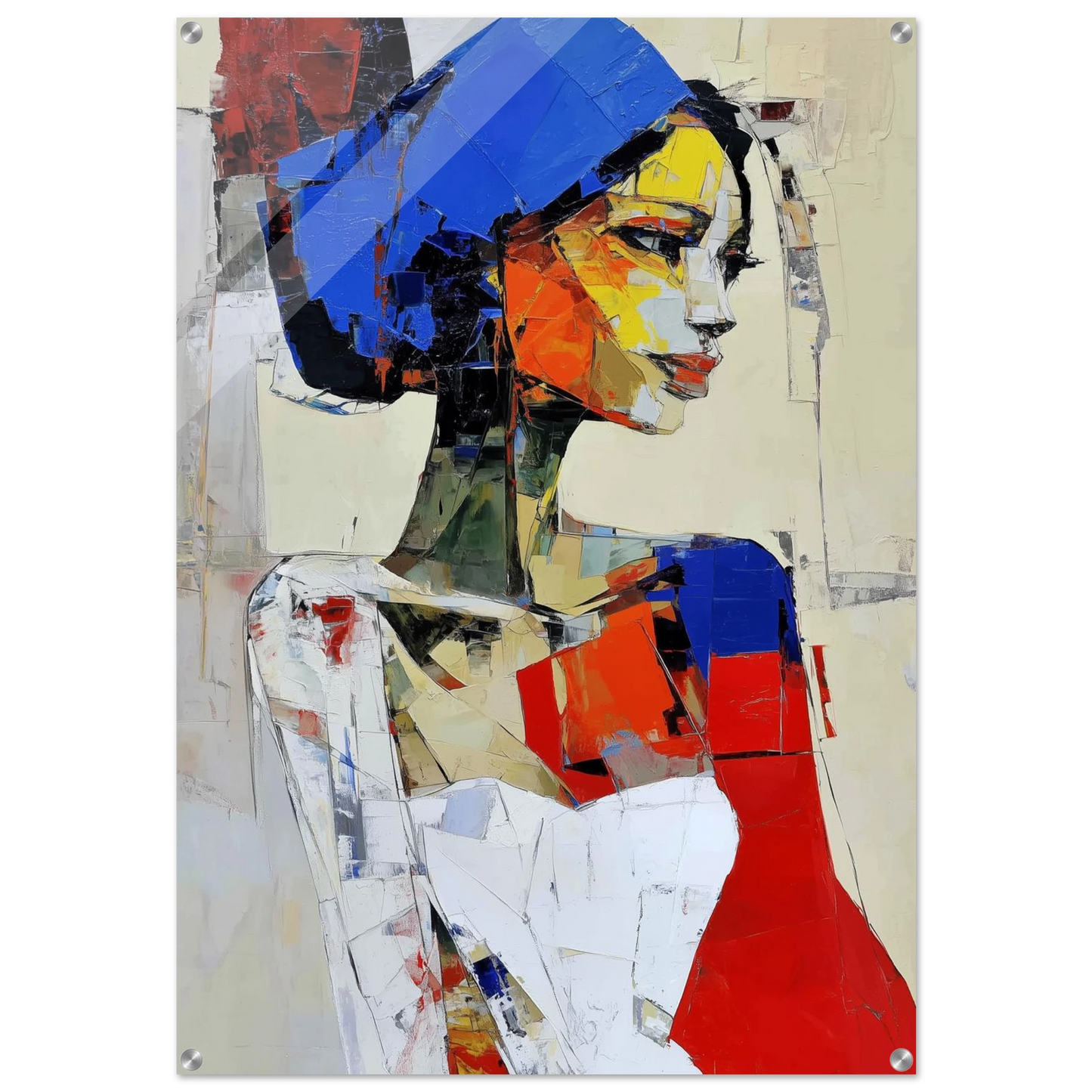 Facettes d'Azur et Carmin — tableau plexiglas — art mural STNCL