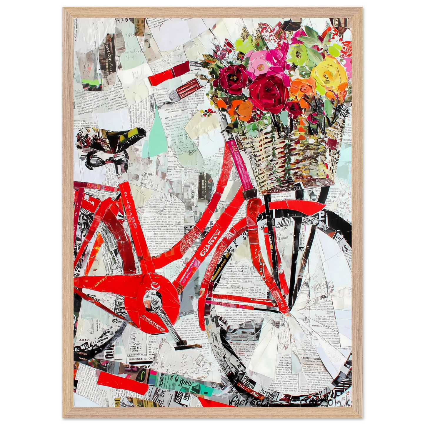 Le Vélo Fleuri — tableau encadré bois — vue 13 — art mural STNCL
