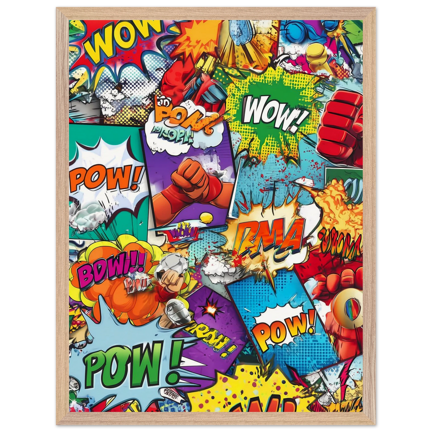 Explosion Pop Art — tableau encadre bois — vue 3 — art mural STNCL