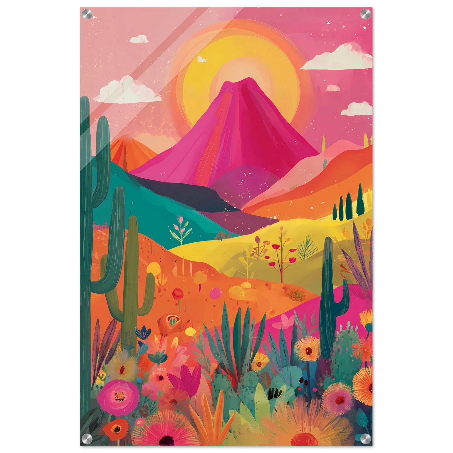 Volcan Fleuri — tableau plexiglas — vue 5 — art mural STNCL