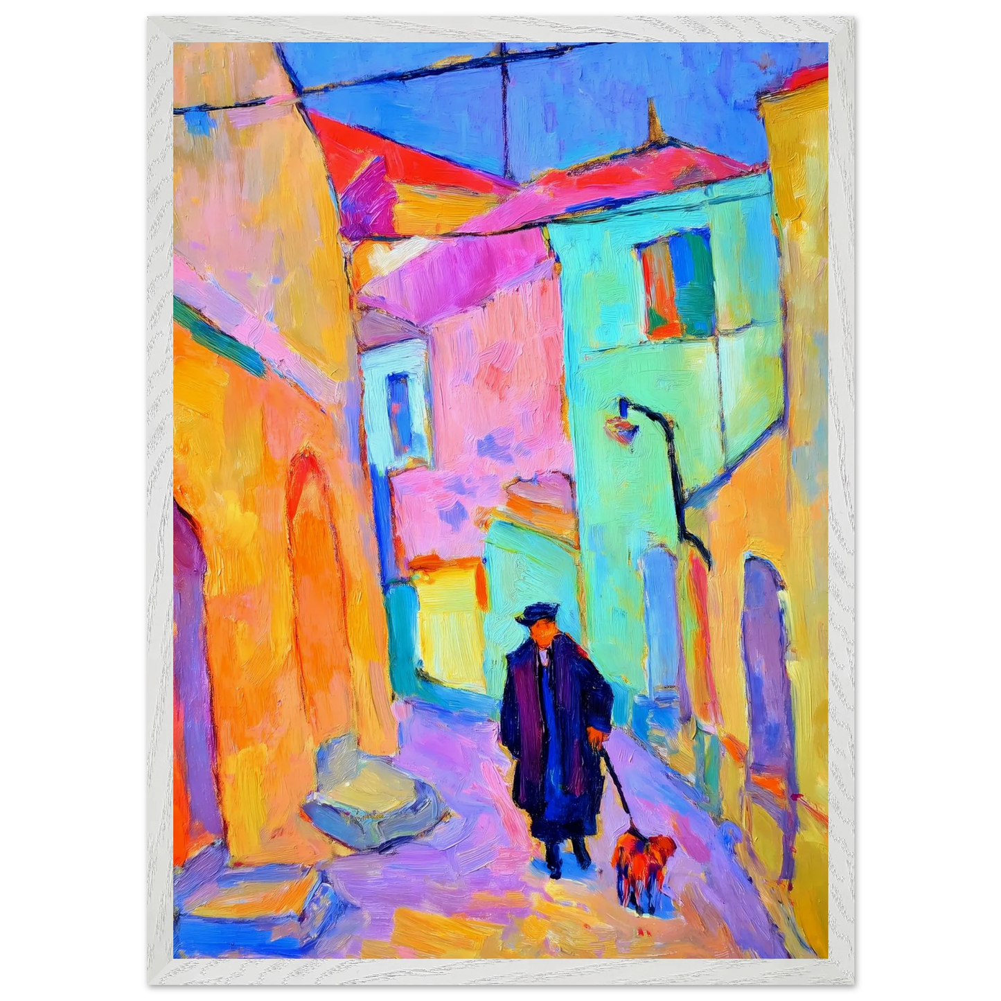 Le Promeneur en Bleu — tableau encadré bois — vue 11 — art mural STNCL