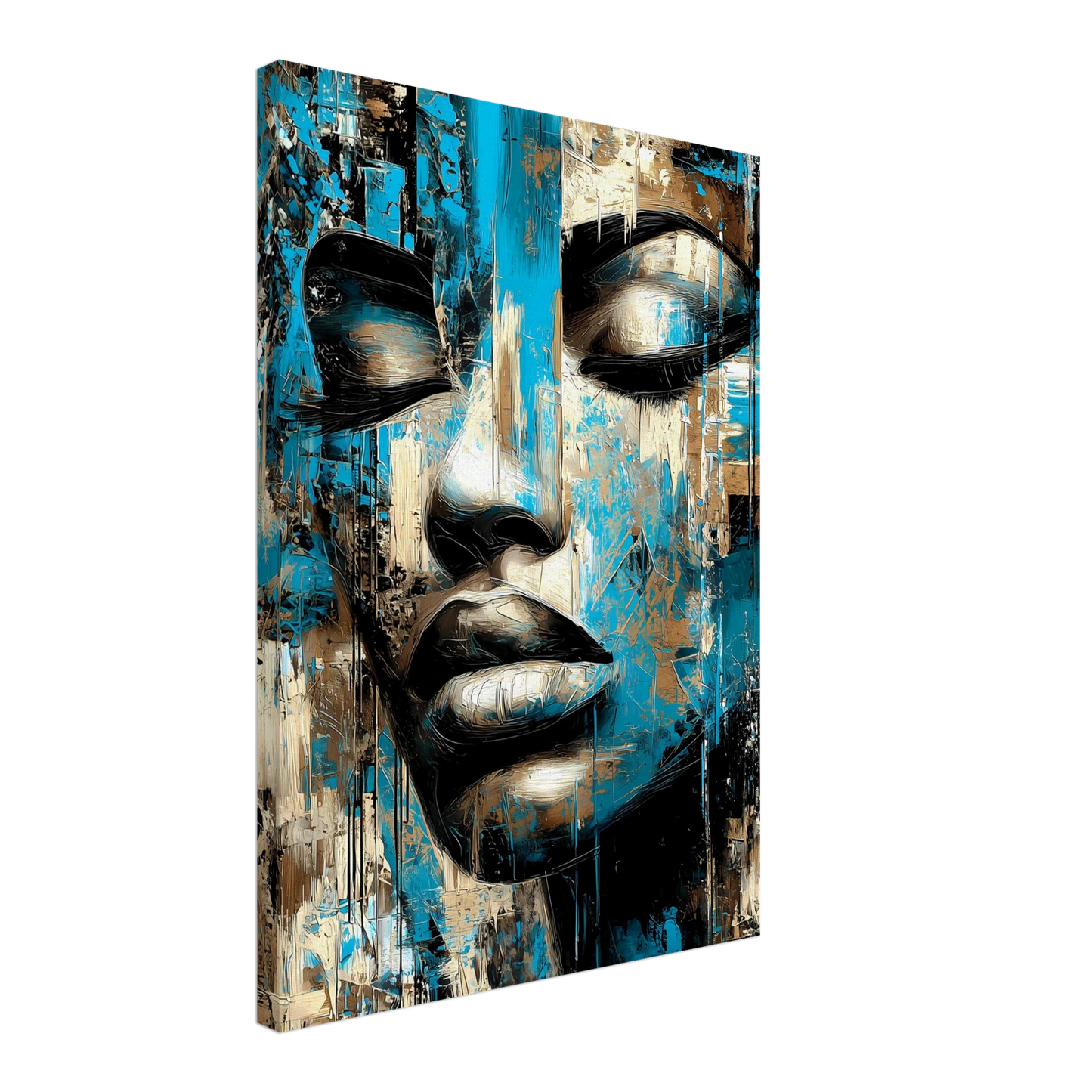 Bleu et Or — tableau sur toile — vue 3 — art mural STNCL