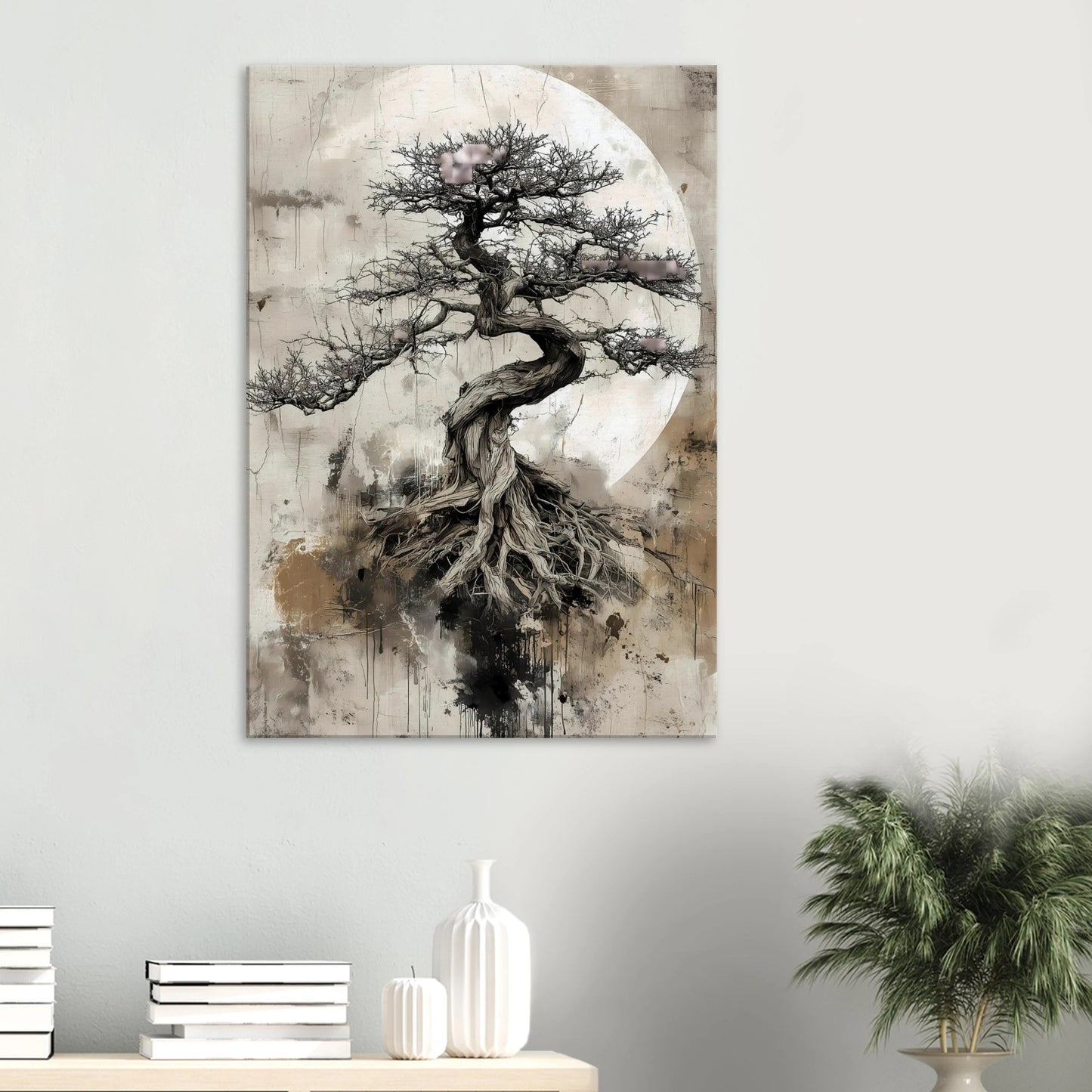 Bonsaï sous la Lune — tableau sur toile — vue 6 — art mural STNCL
