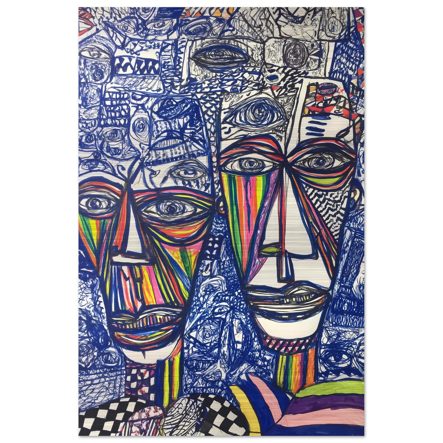 Deux Visages au Feutre — tableau aluminium — vue 3 — art mural STNCL