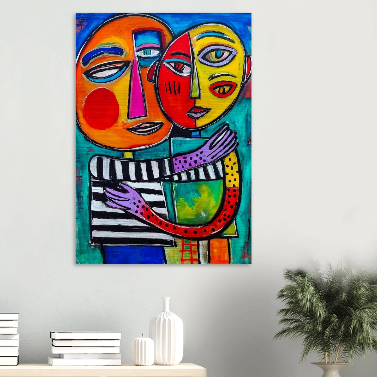 Étreinte Cubiste — tableau aluminium — vue 6 — art mural STNCL
