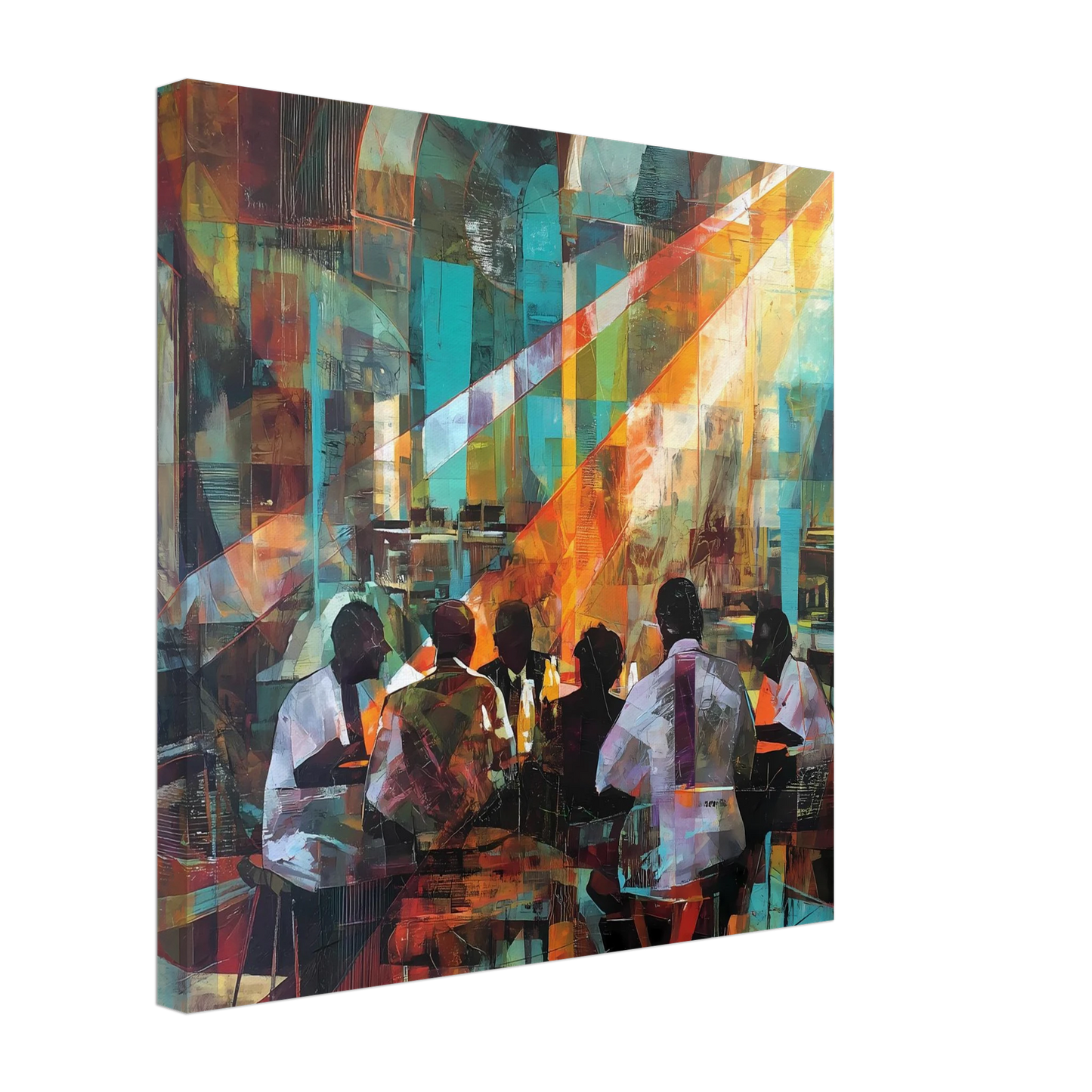 Rencontre au Café — tableau sur toile — vue 4 — art mural STNCL