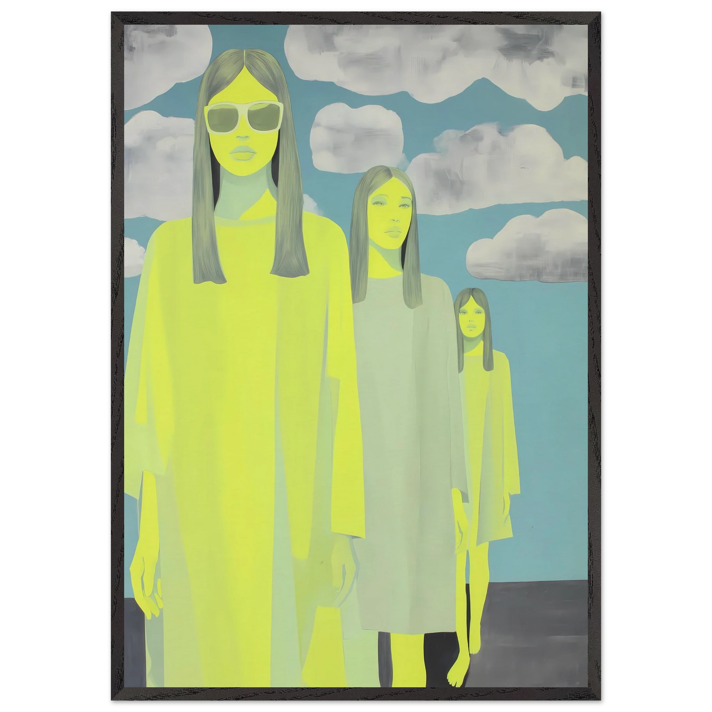 Les Trois Silhouettes — tableau encadré bois — art mural STNCL
