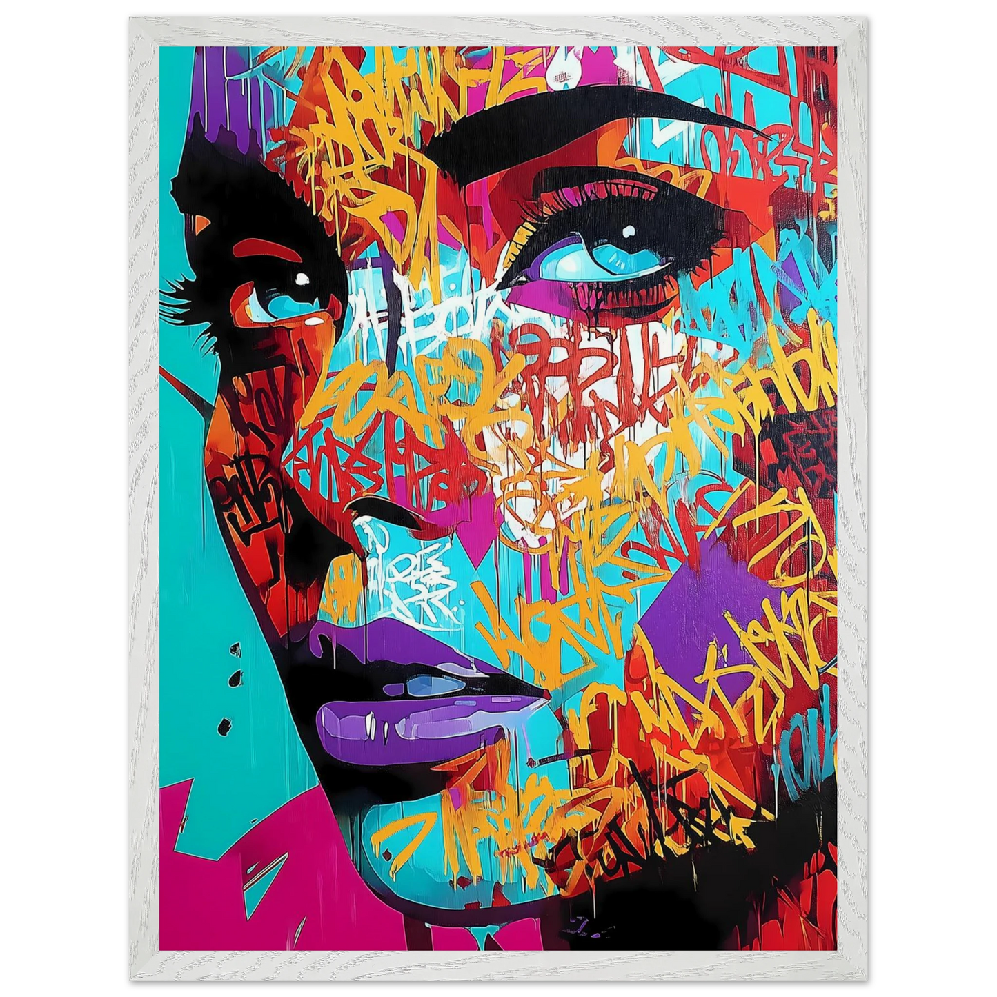Lettres sur le Visage — tableau encadré bois — vue 8 — art mural STNCL