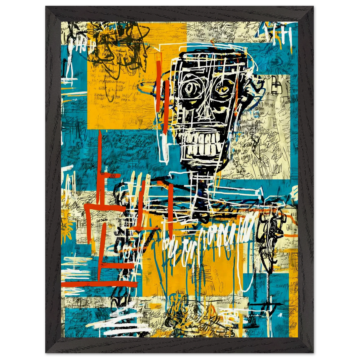 Visage Griffé — tableau encadré bois — vue 4 — art mural STNCL