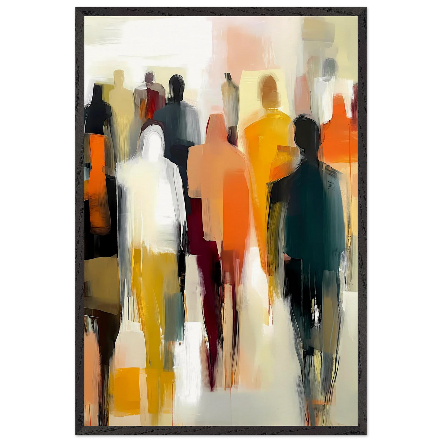 Foule Silencieuse — tableau encadré bois — vue 2 — art mural STNCL