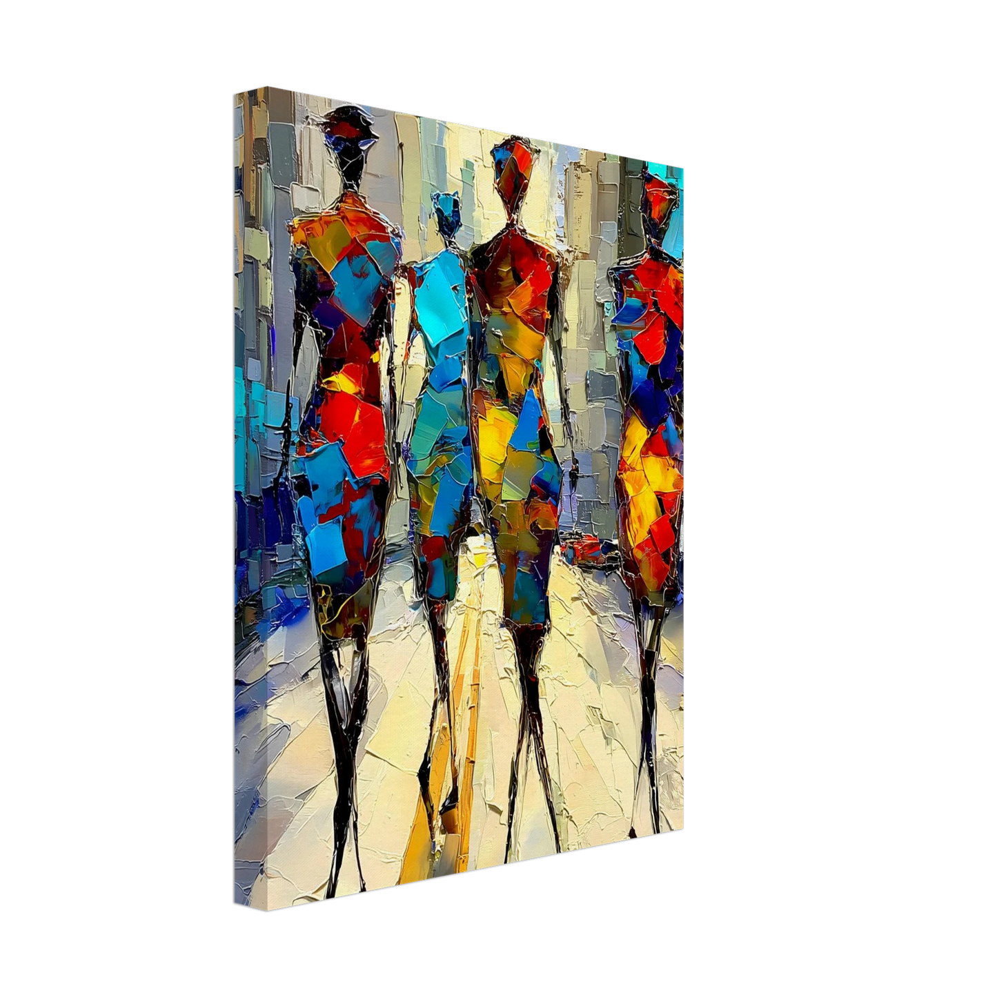 Silhouettes en Mosaïque — tableau sur toile — vue 4 — art mural STNCL