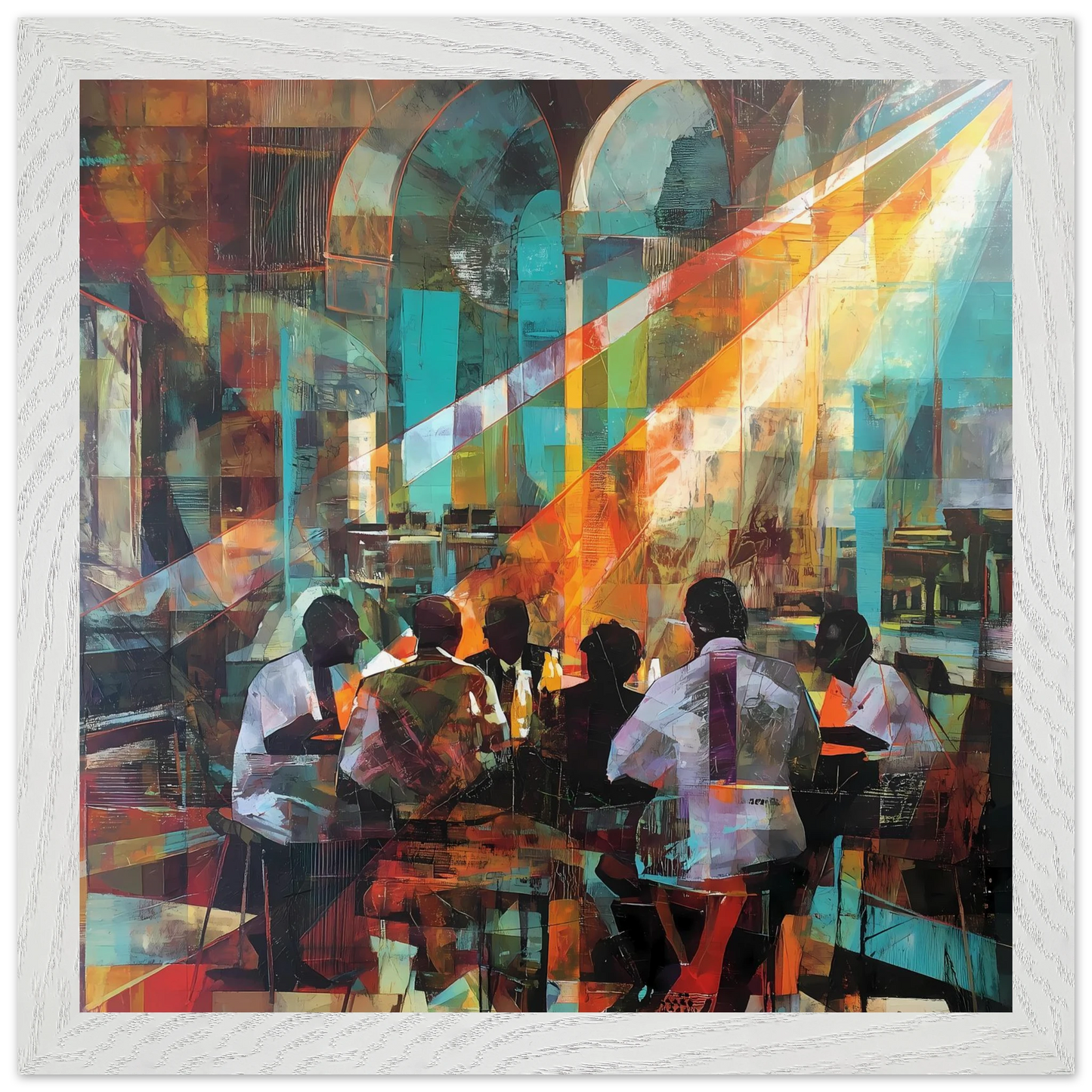 Rencontre au Café — tableau encadre bois — vue 11 — art mural STNCL