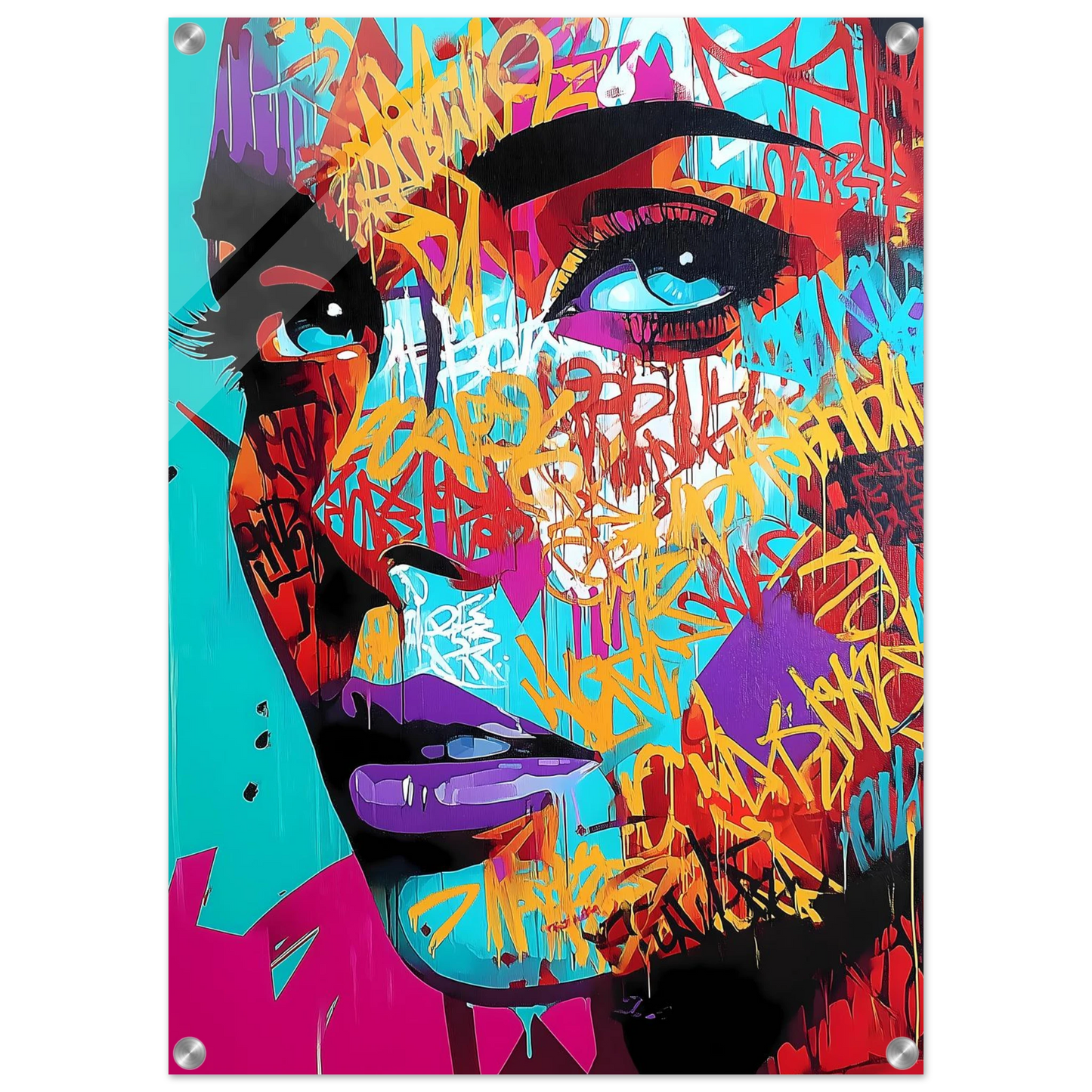 Lettres sur le Visage — tableau plexiglas — vue 2 — art mural STNCL