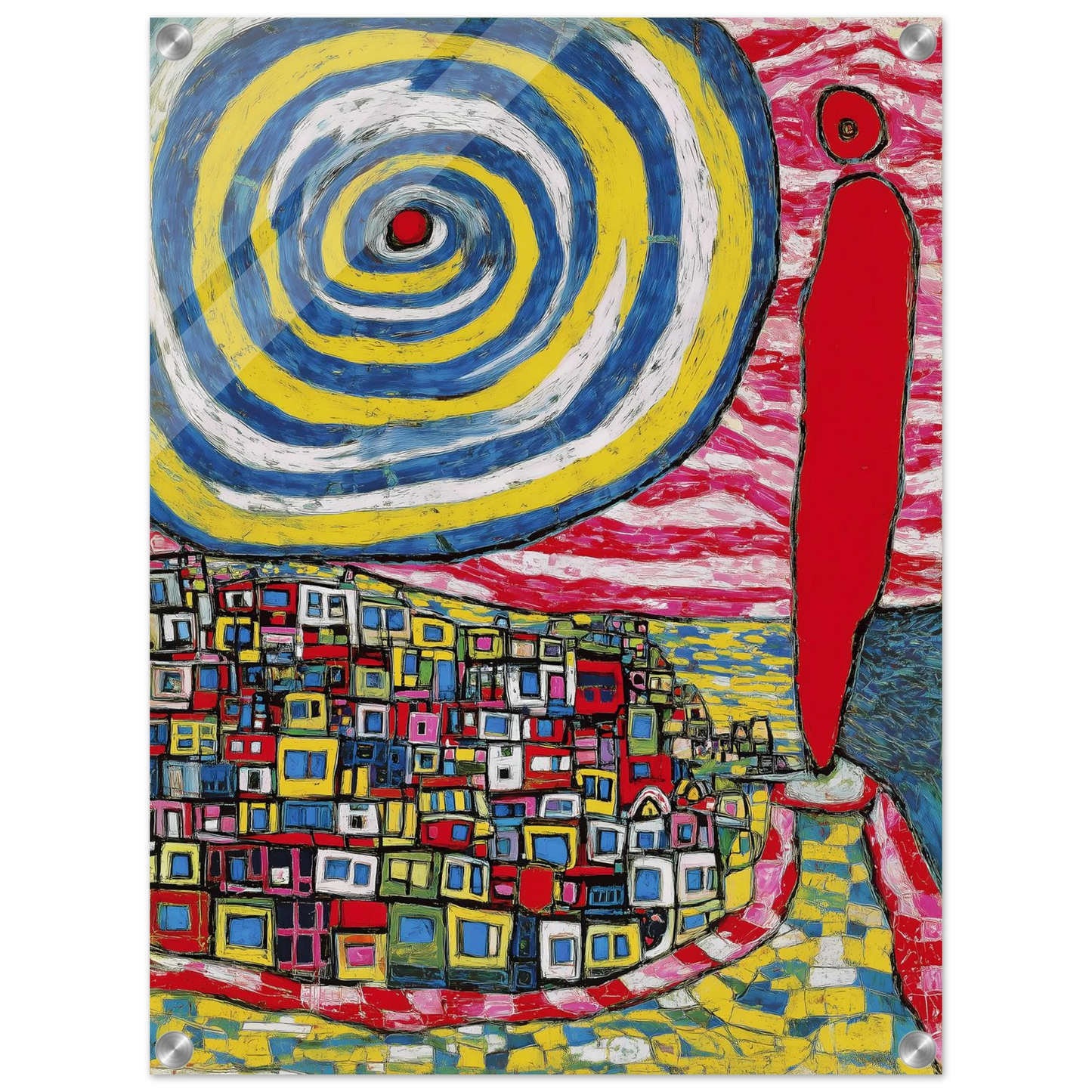 La Spirale et les Maisons — tableau plexiglas — vue 4 — art mural STNCL