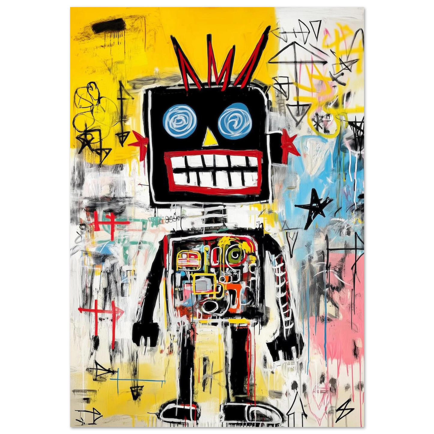 Robot Couronne Rouge Graffiti — tableau aluminium — art mural STNCL