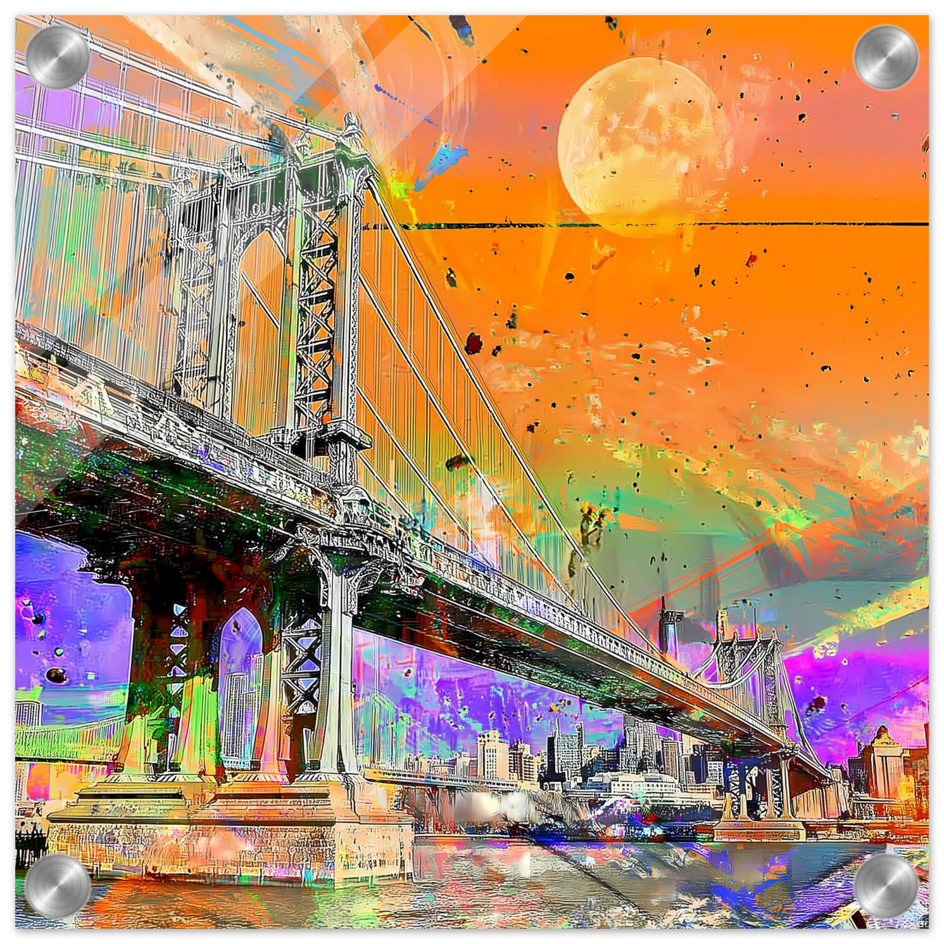Pont sous la Lune — tableau plexiglas — vue 3 — art mural STNCL