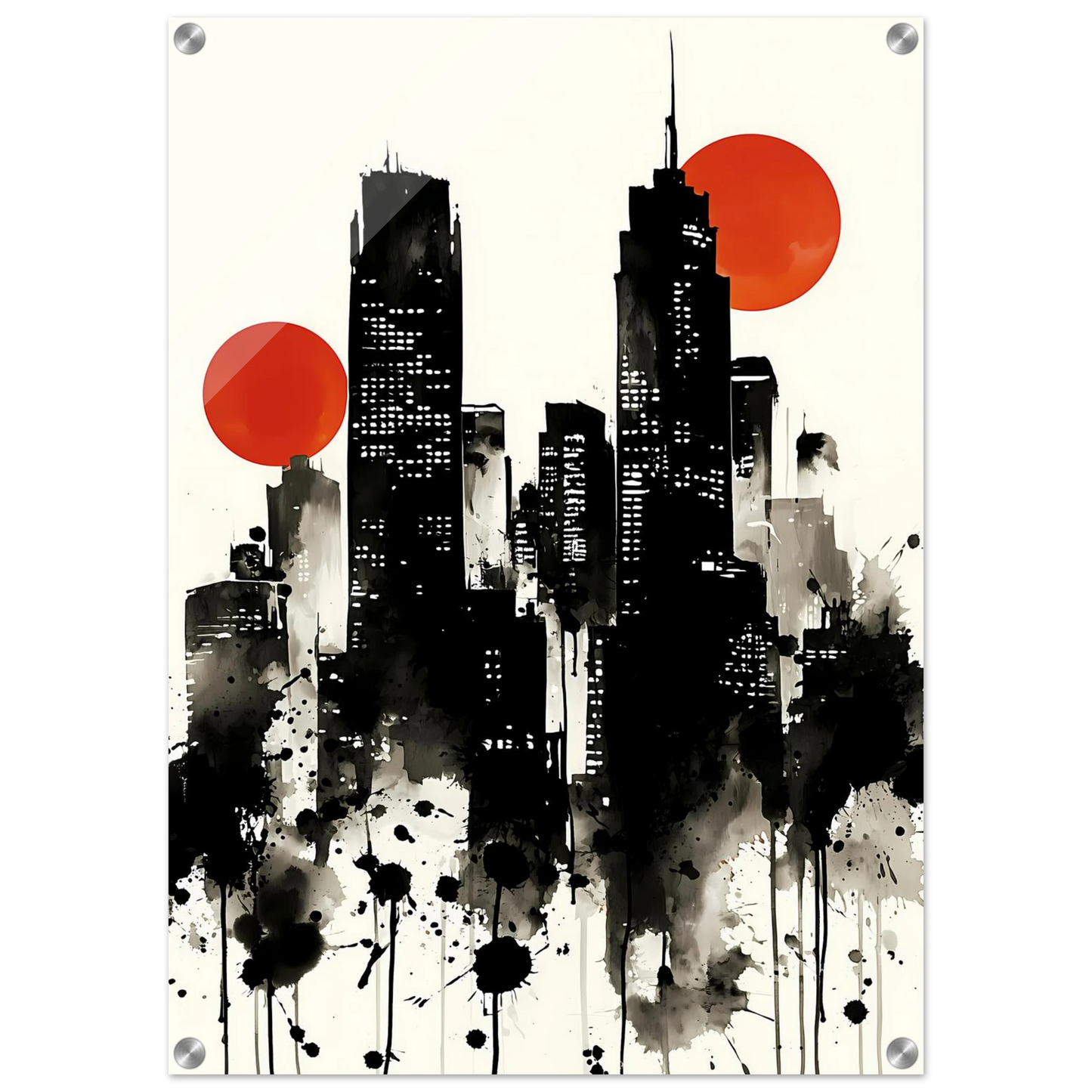 Ville d'Encre — tableau plexiglas — vue 2 — art mural STNCL