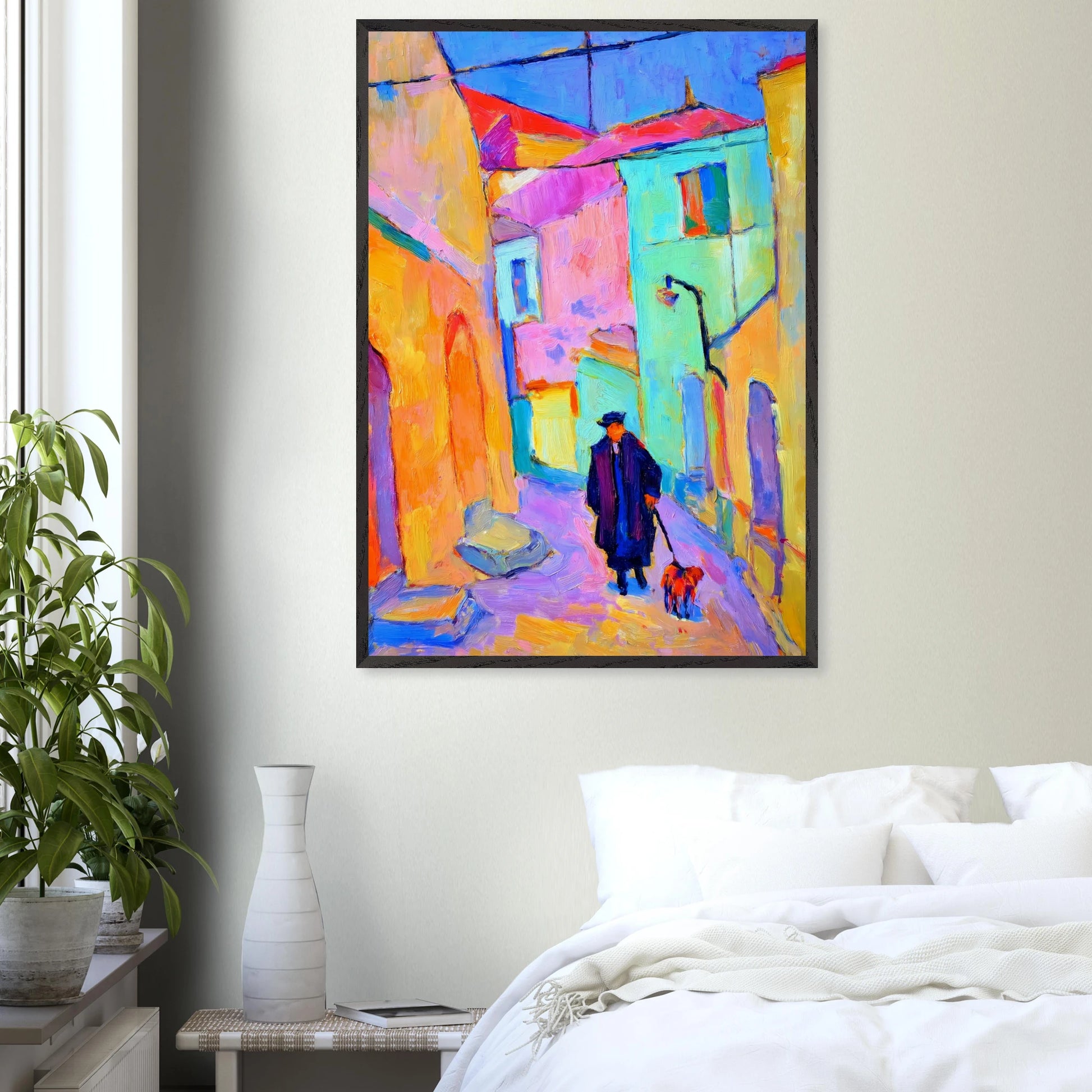 Le Promeneur en Bleu — tableau encadré bois — vue 17 — art mural STNCL