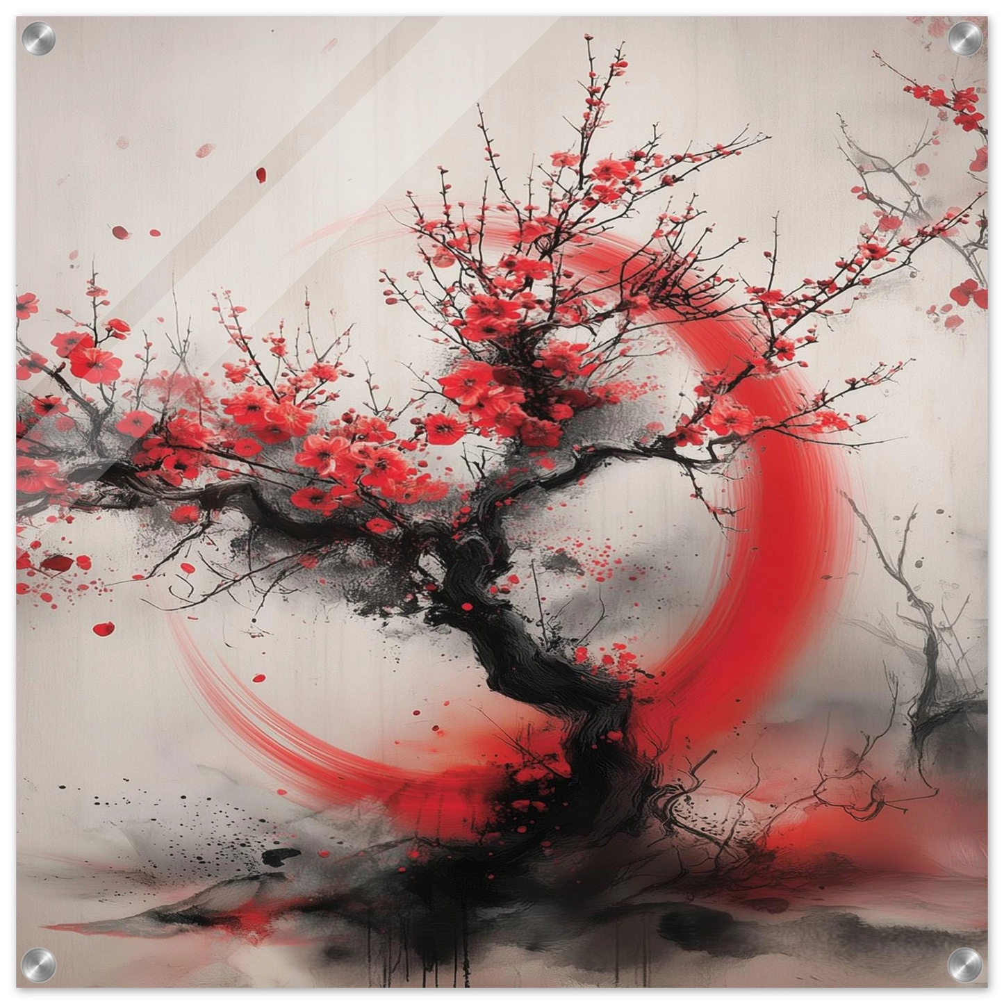 Cerisier aux Pétales Rouges — tableau plexiglas — art mural STNCL