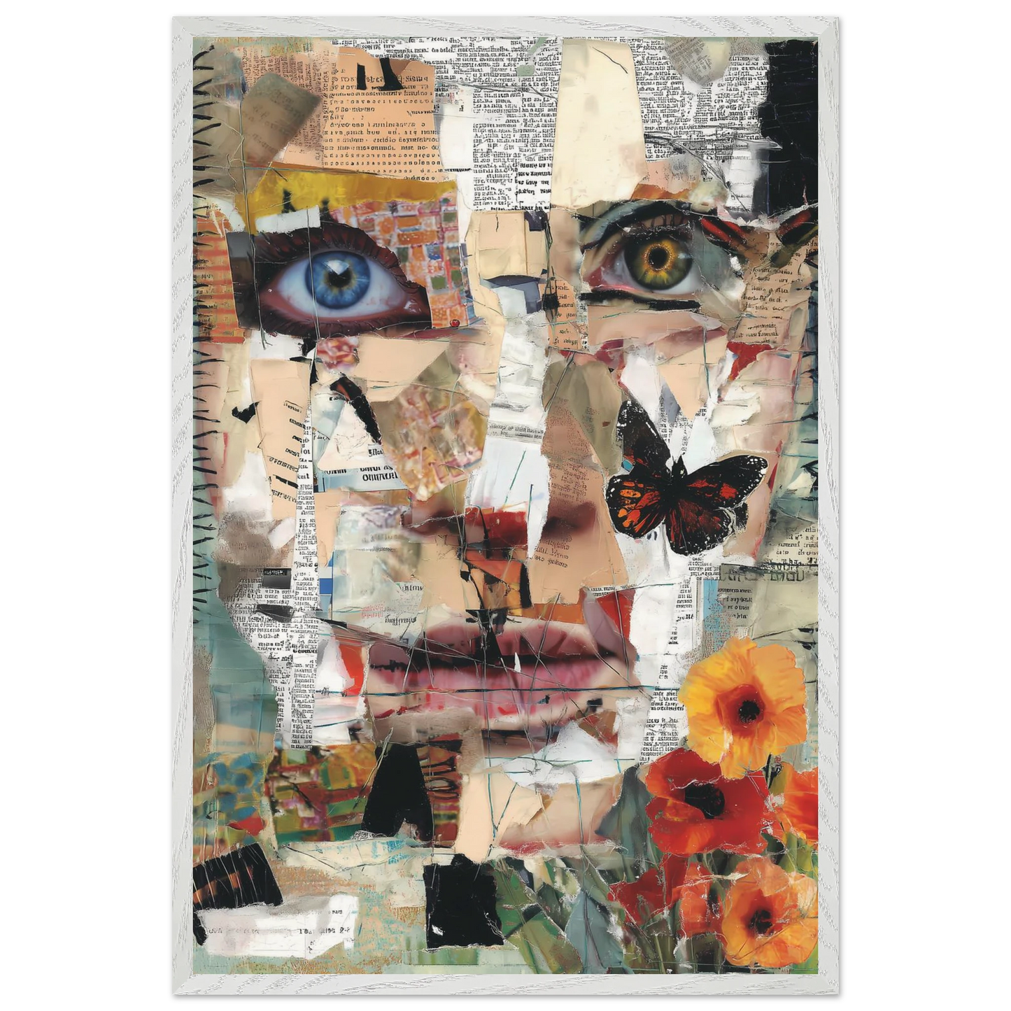 Le Visage de Papier — tableau encadré bois — vue 7 — art mural STNCL
