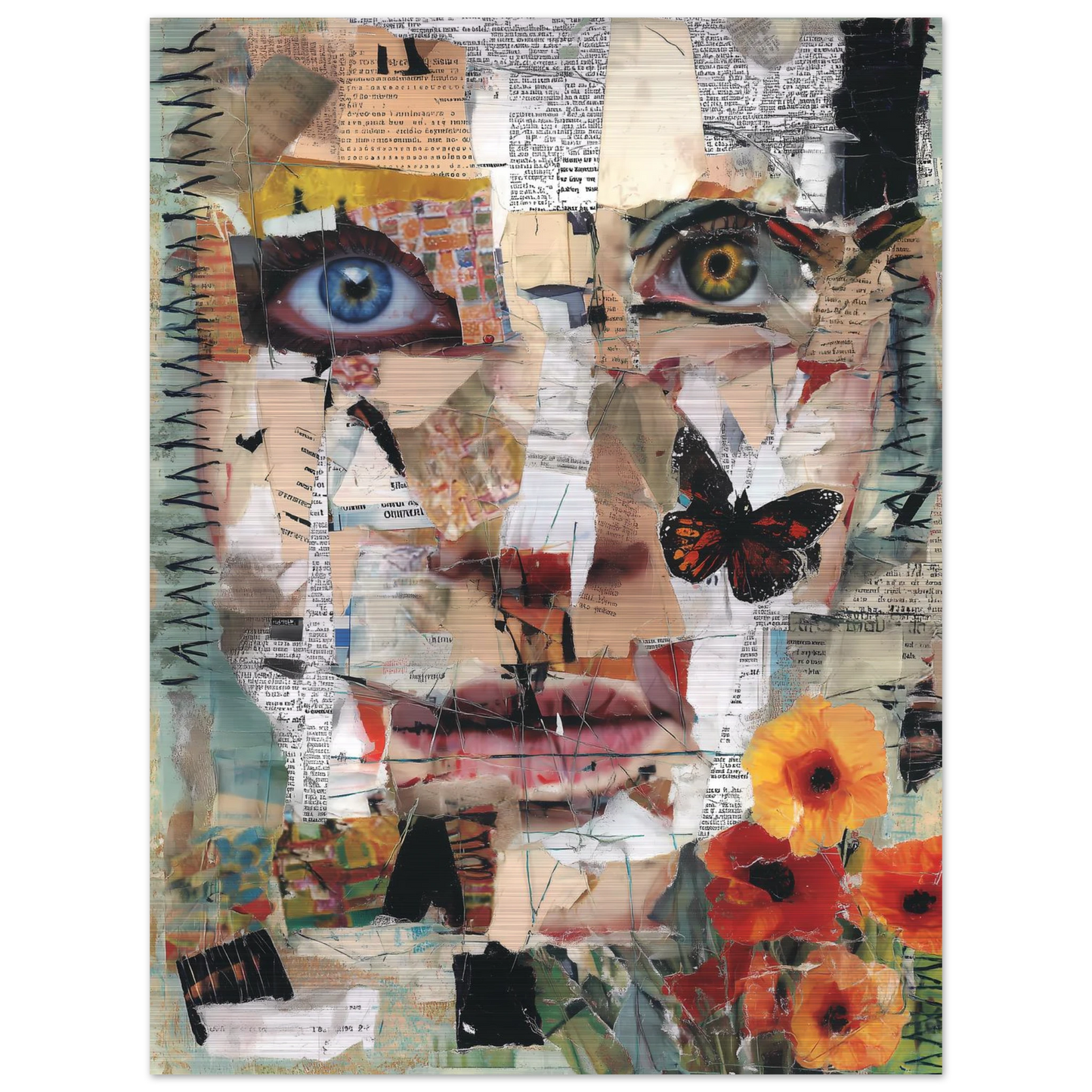 Le Visage de Papier — tableau aluminium — vue 5 — art mural STNCL