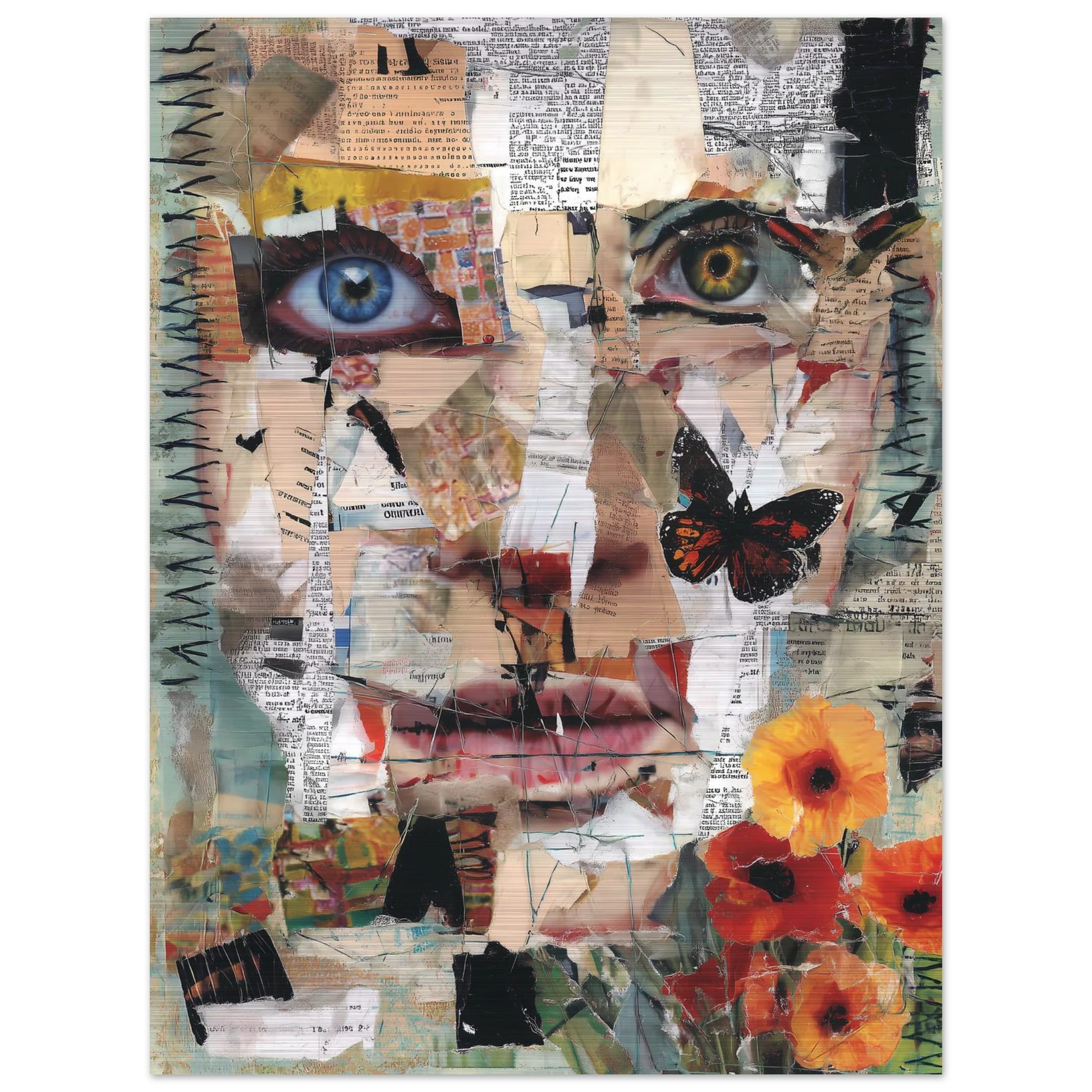 Le Visage de Papier — tableau aluminium — vue 5 — art mural STNCL
