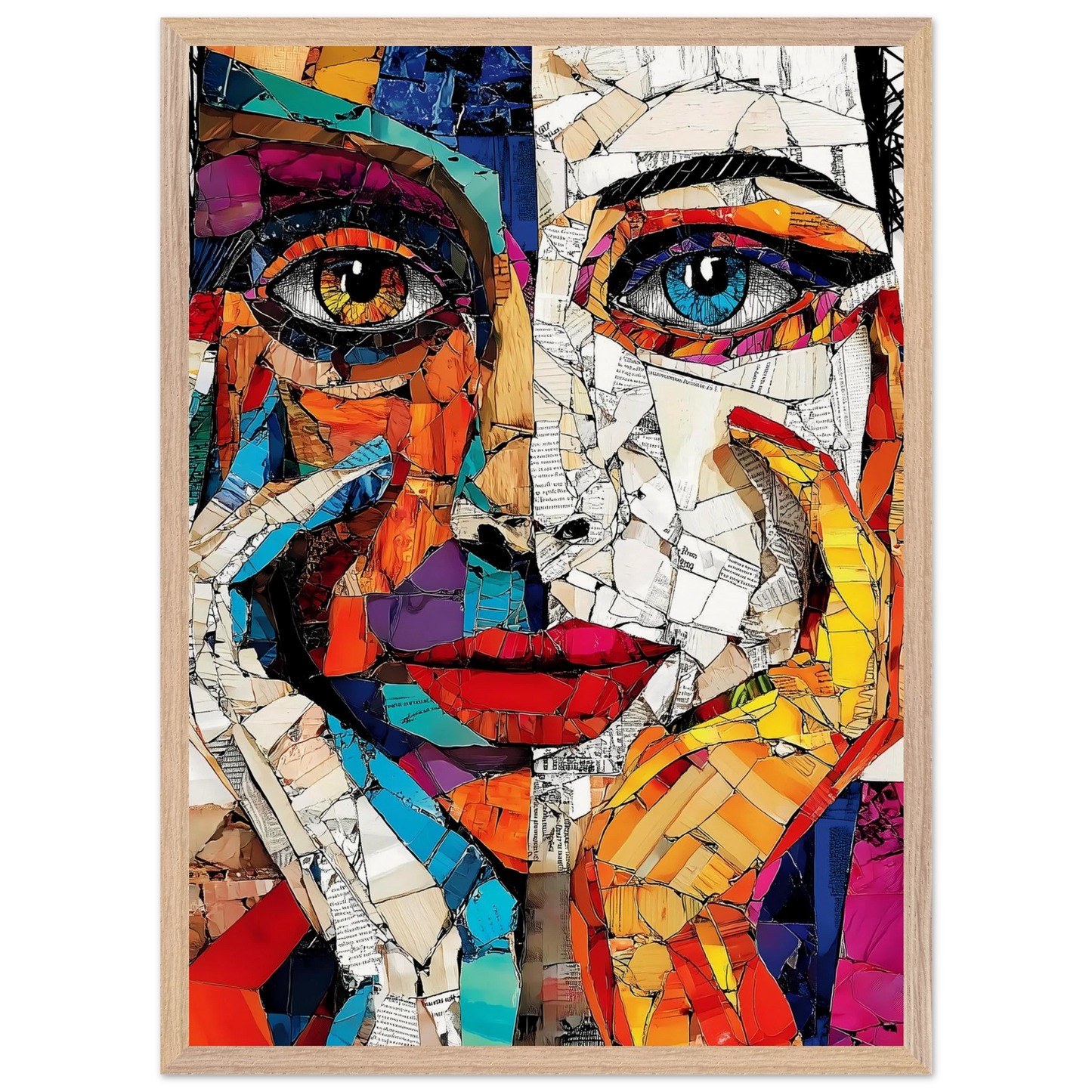Visages Déchirés — tableau encadre bois — vue 13 — art mural STNCL