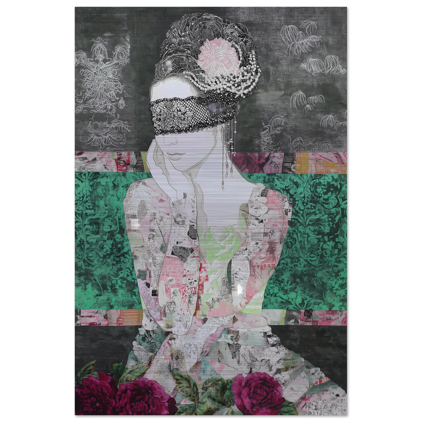 Dame de Dentelle — tableau aluminium — vue 3 — art mural STNCL