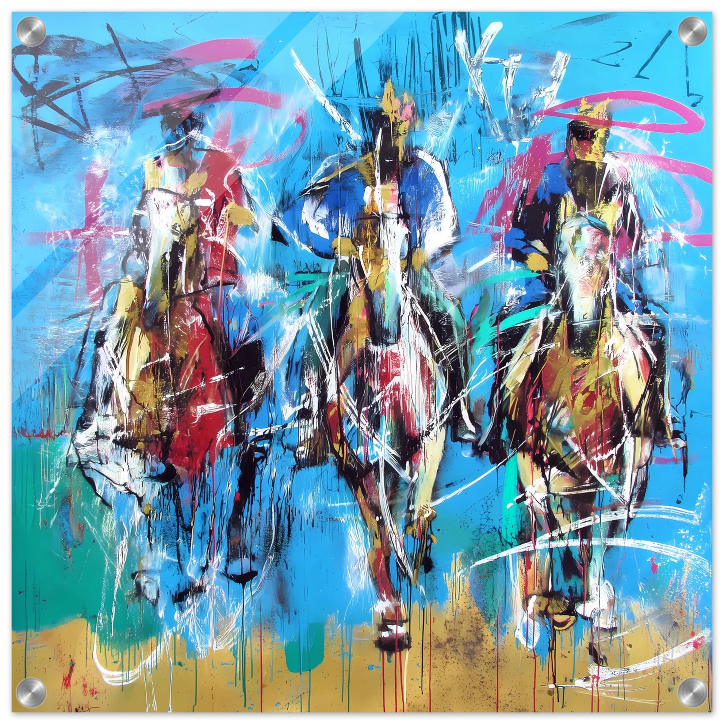 Trois Cavaliers — tableau plexiglas — vue 2 — art mural STNCL