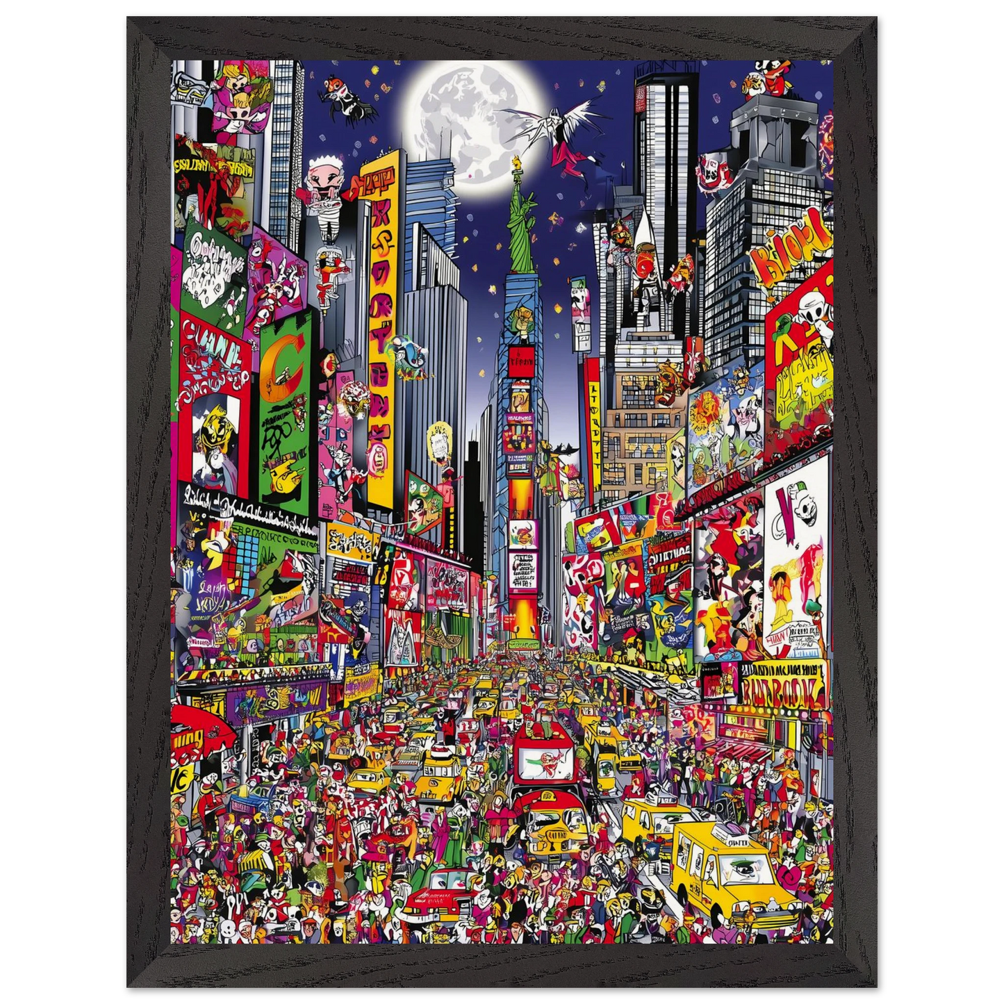 Times Square en Fête — tableau encadre bois — vue 4 — art mural STNCL