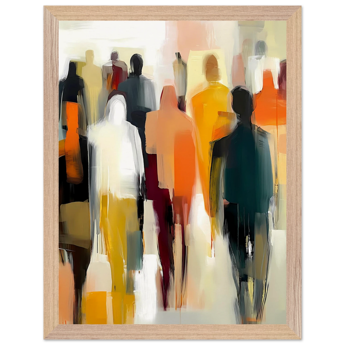 Foule Silencieuse — tableau encadré bois — vue 12 — art mural STNCL