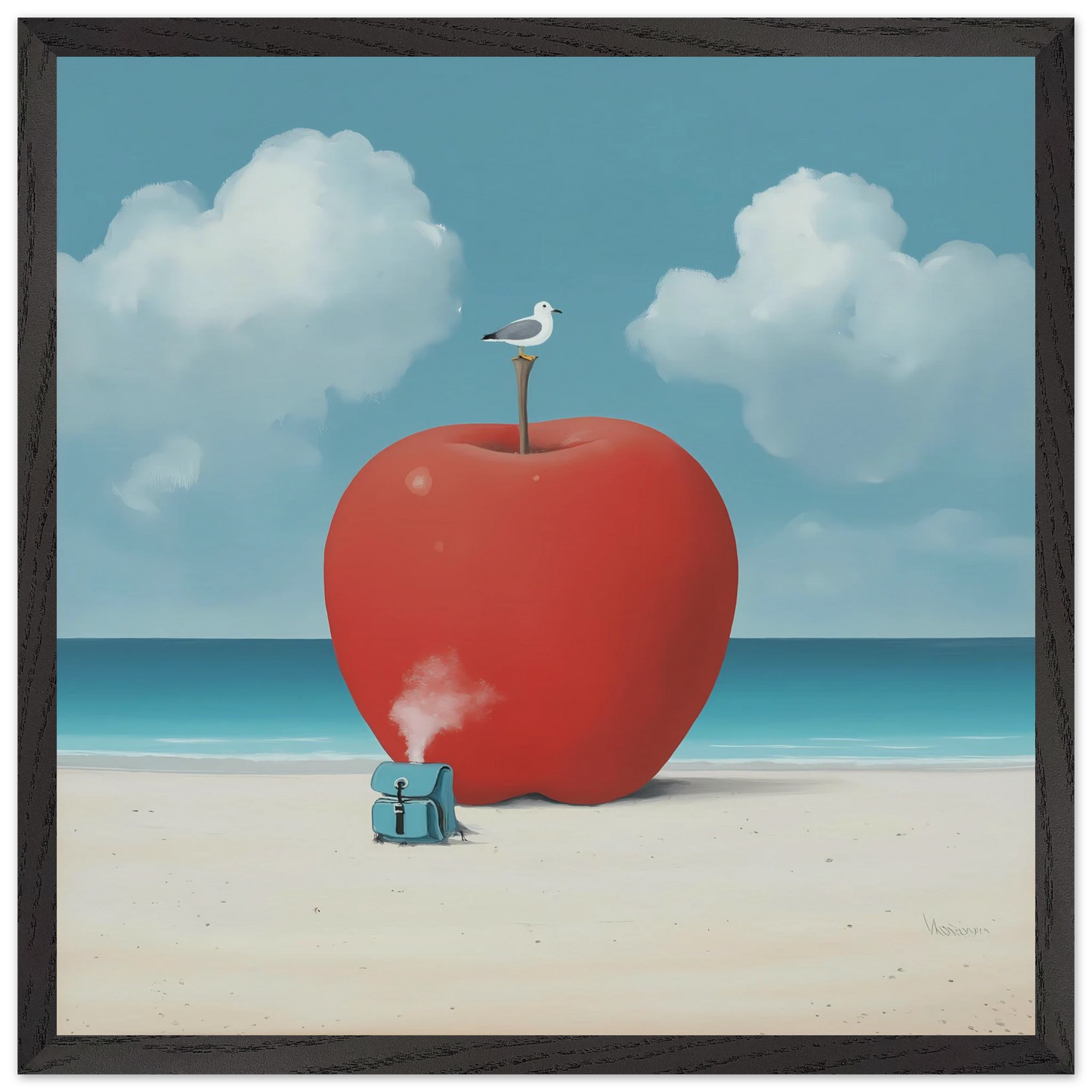 Pomme sur la Plage — tableau encadre bois — vue 8 — art mural STNCL