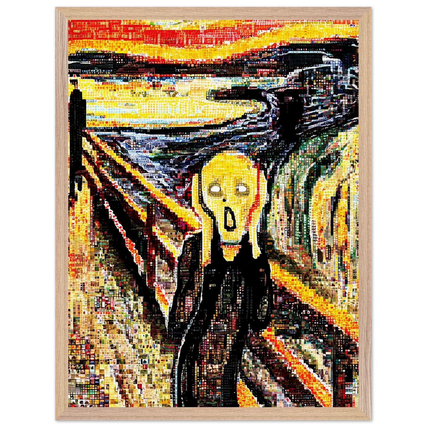 Le Cri en Mosaïque — tableau encadré bois — vue 3 — art mural STNCL