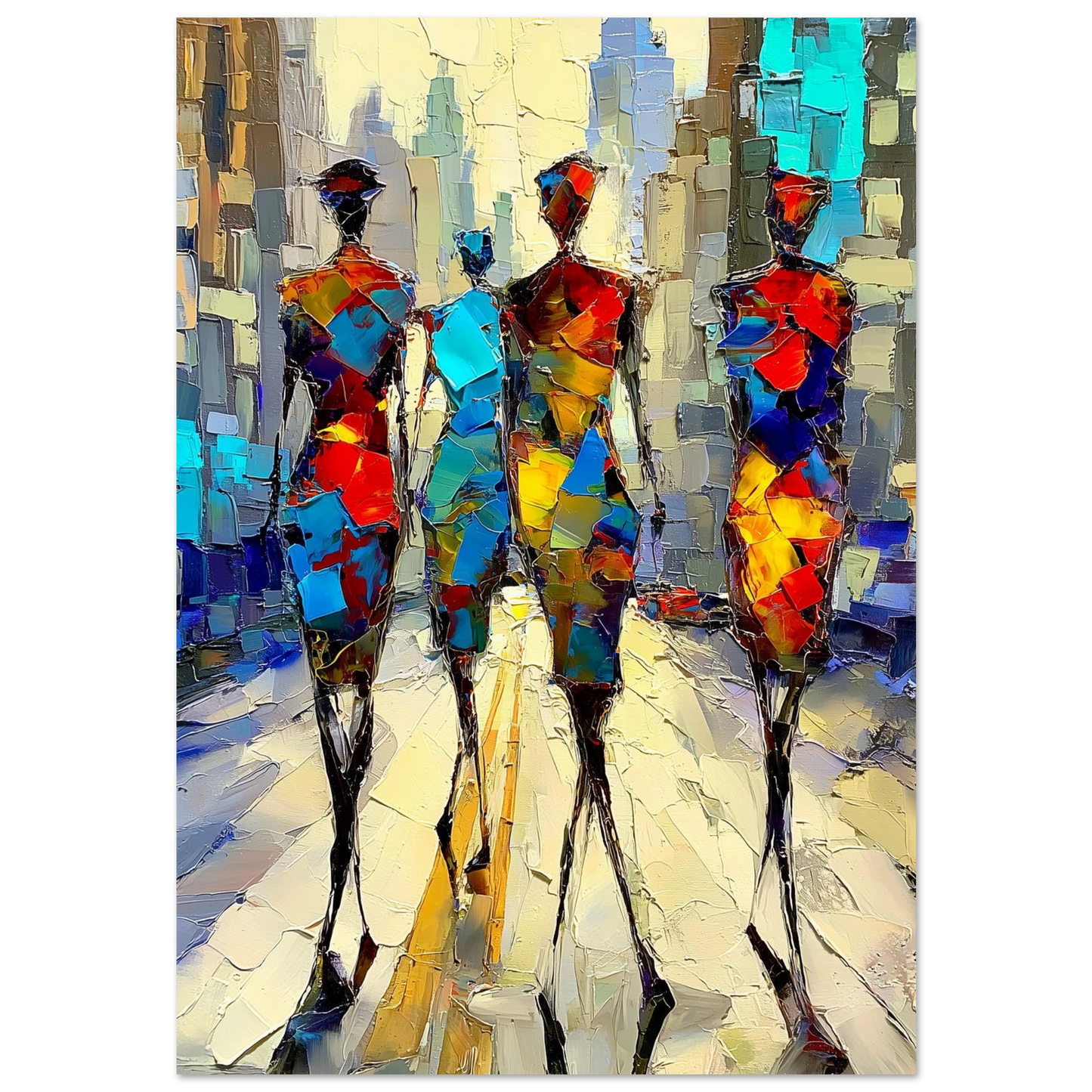 Silhouettes Mouvement Urbain Pastel — tableau aluminium — art mural STNCL