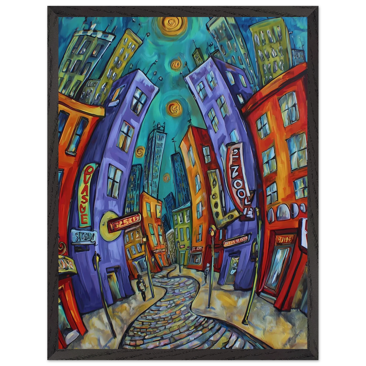 Ville Tourbillon — tableau encadre bois — vue 15 — art mural STNCL