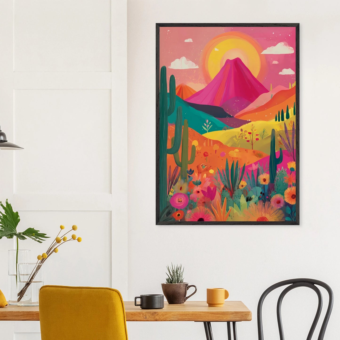 Volcan Fleuri — tableau encadre bois — vue 18 — art mural STNCL