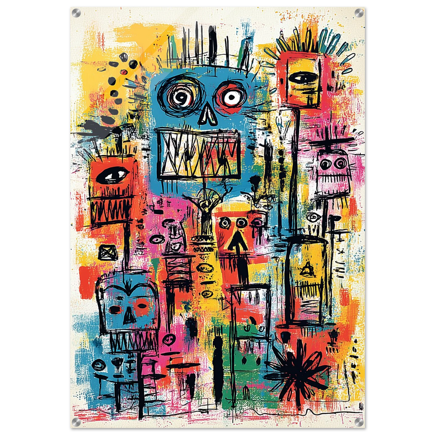Masques et Crânes en Fête — tableau plexiglas — art mural STNCL