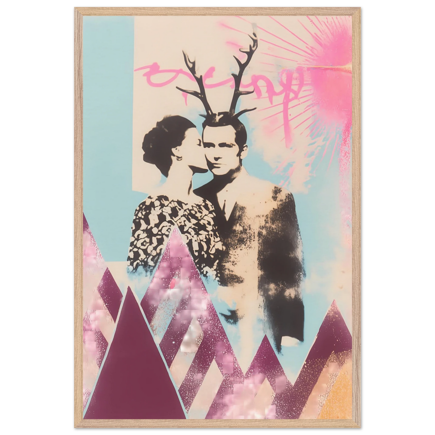 Le Couple aux Bois — tableau encadré bois — vue 14 — art mural STNCL