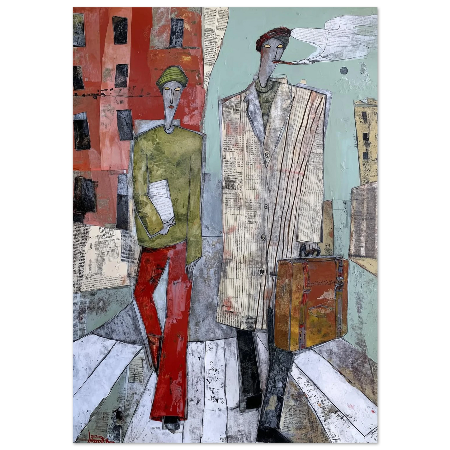 Traversée sous les Journaux Froissés — tableau aluminium — art mural STNCL