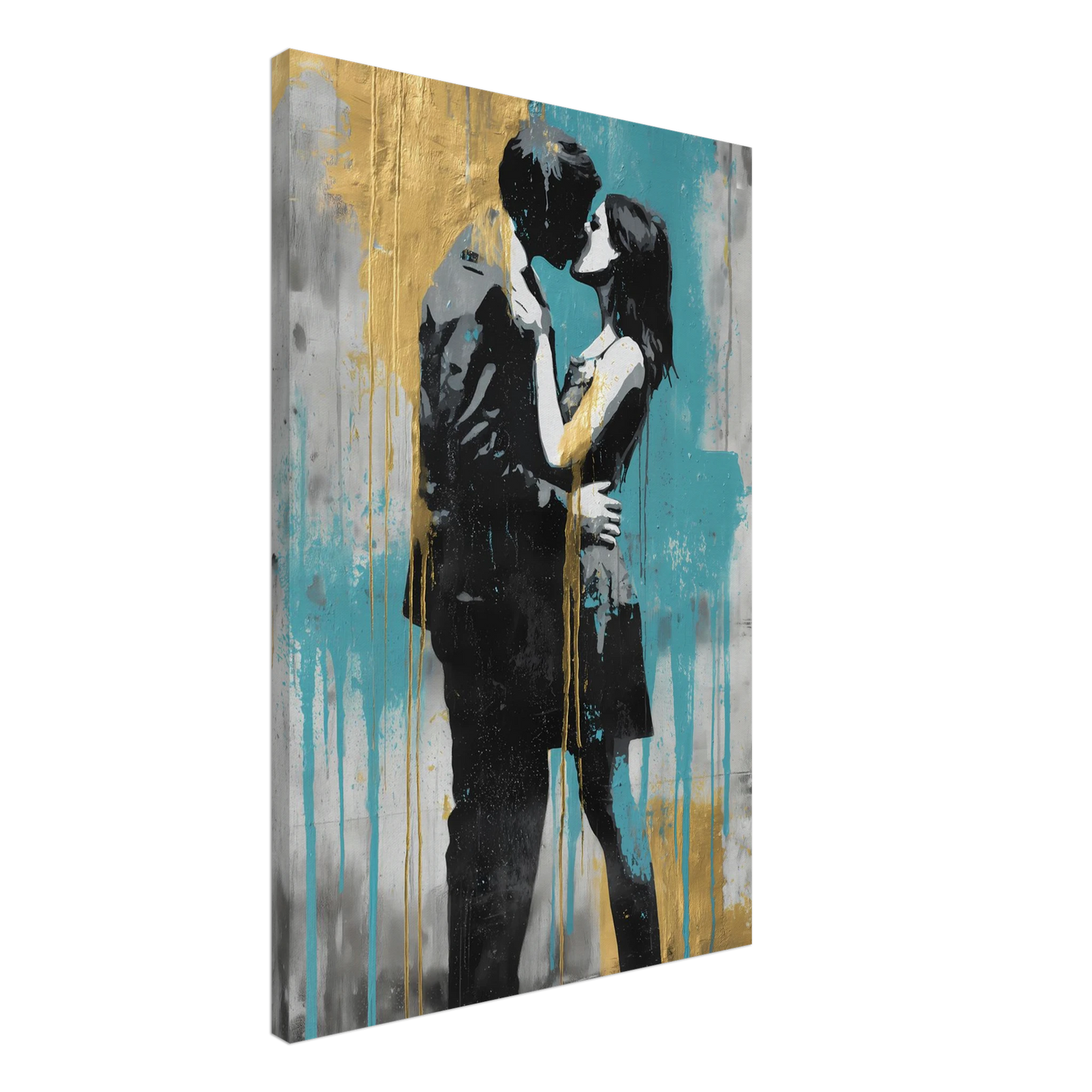 Baiser au Pochoir — tableau sur toile — vue 2 — art mural STNCL