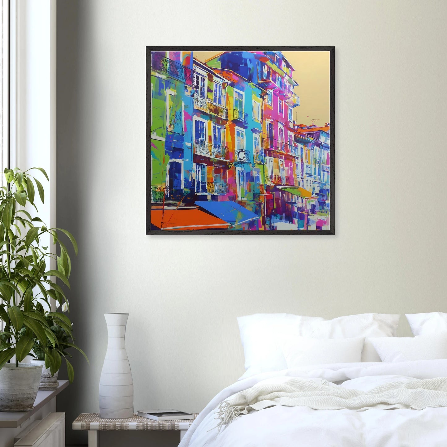 Balcons Colorés — tableau encadre bois — vue 14 — art mural STNCL