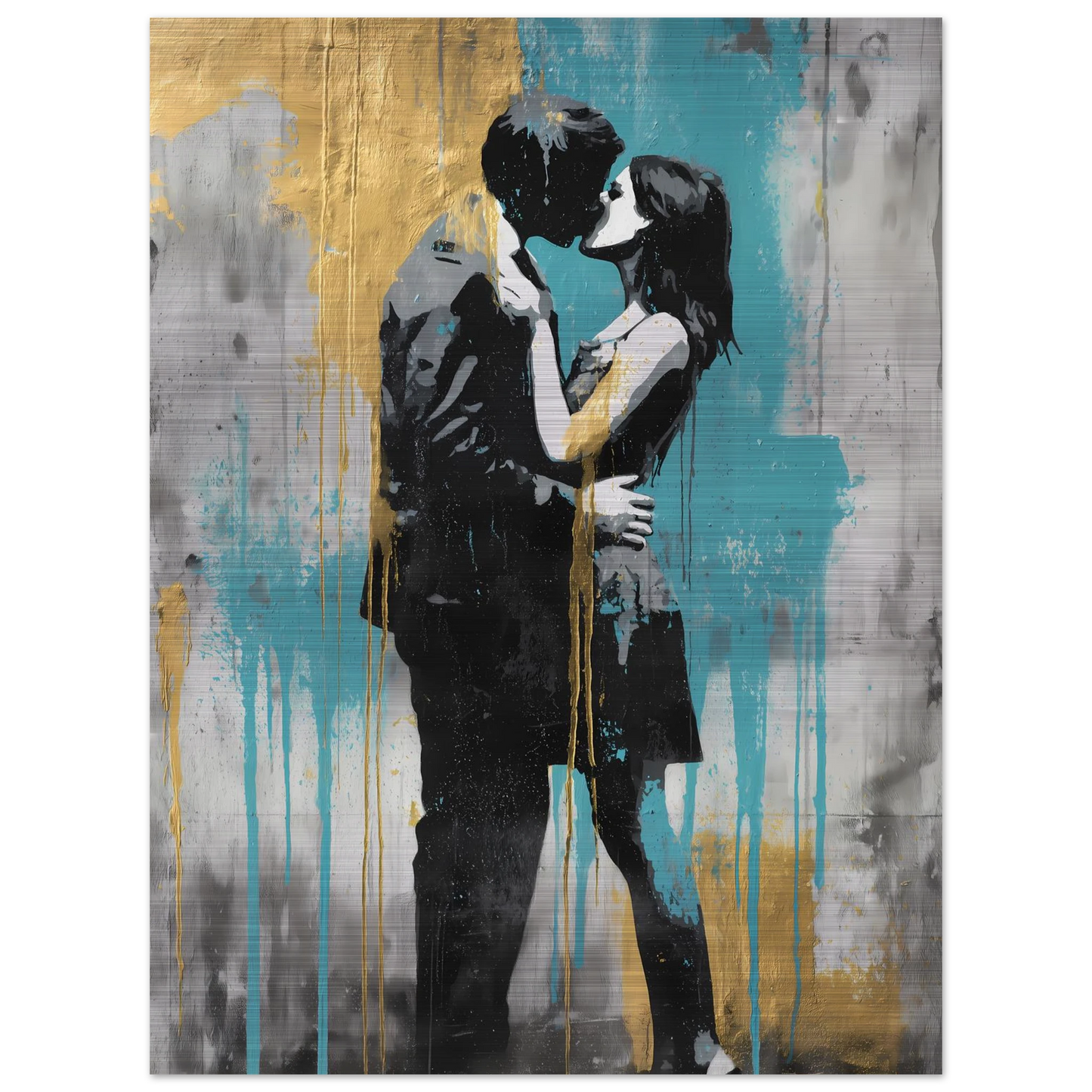 Baiser au Pochoir — tableau aluminium — vue 2 — art mural STNCL