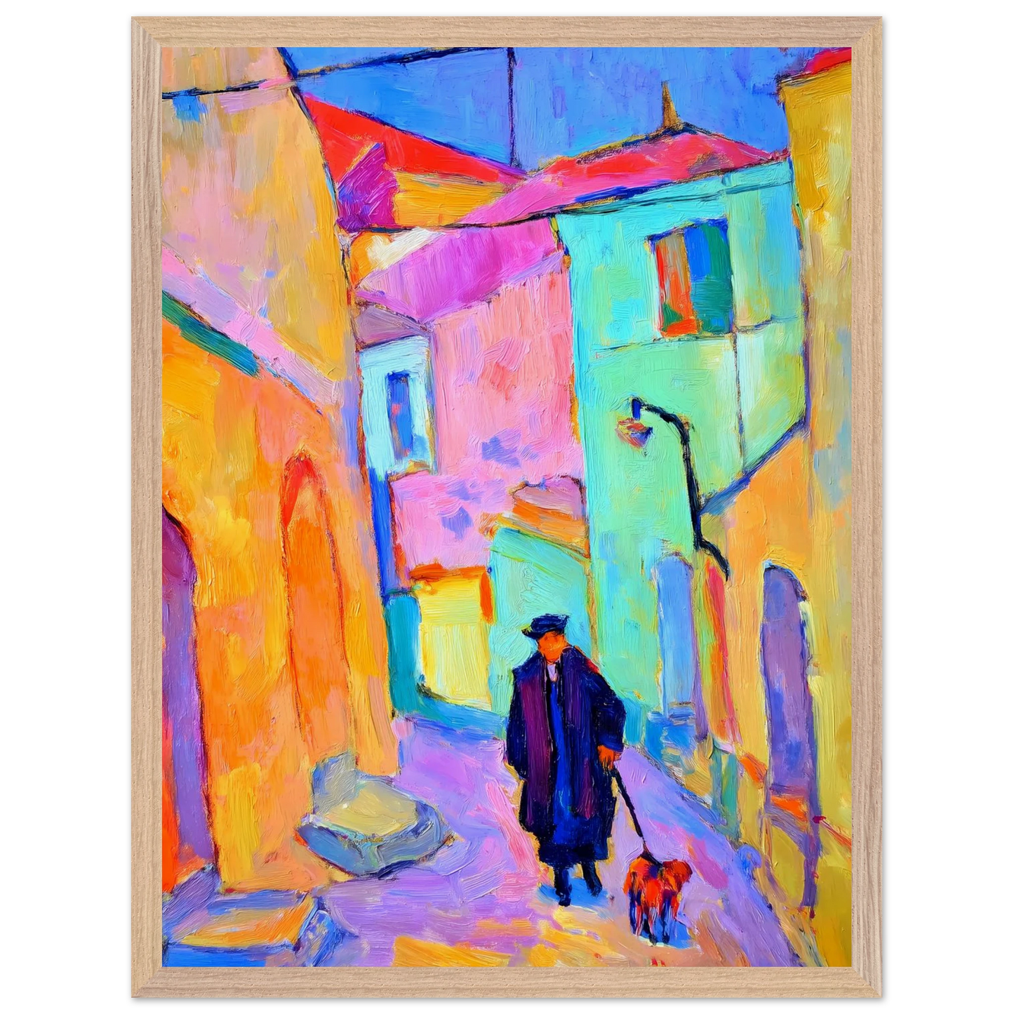 Le Promeneur en Bleu — tableau encadré bois — vue 3 — art mural STNCL