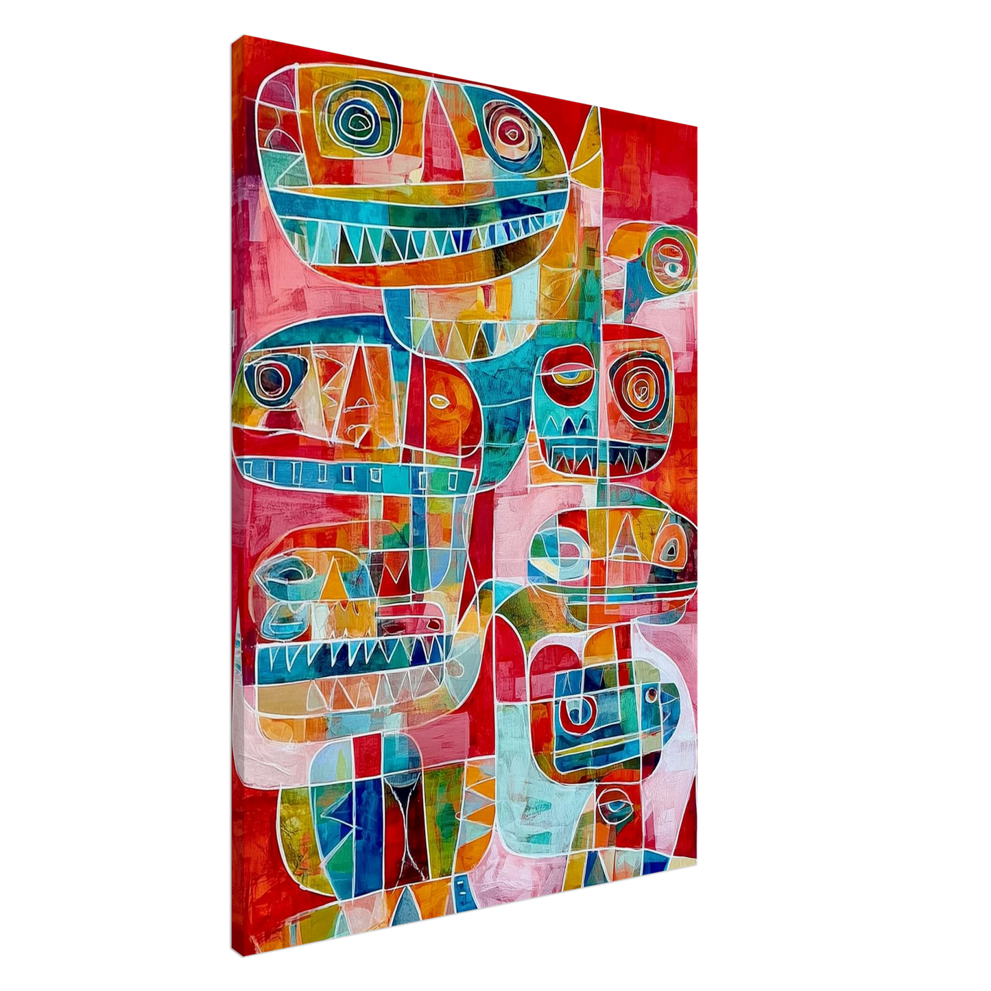 Masques Totems Enchevêtrés — tableau sur toile — art mural STNCL