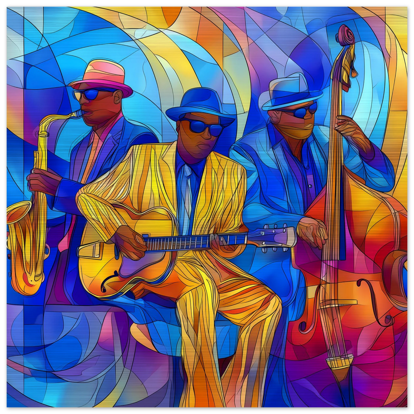Trio de Jazz — tableau aluminium — vue 4 — art mural STNCL