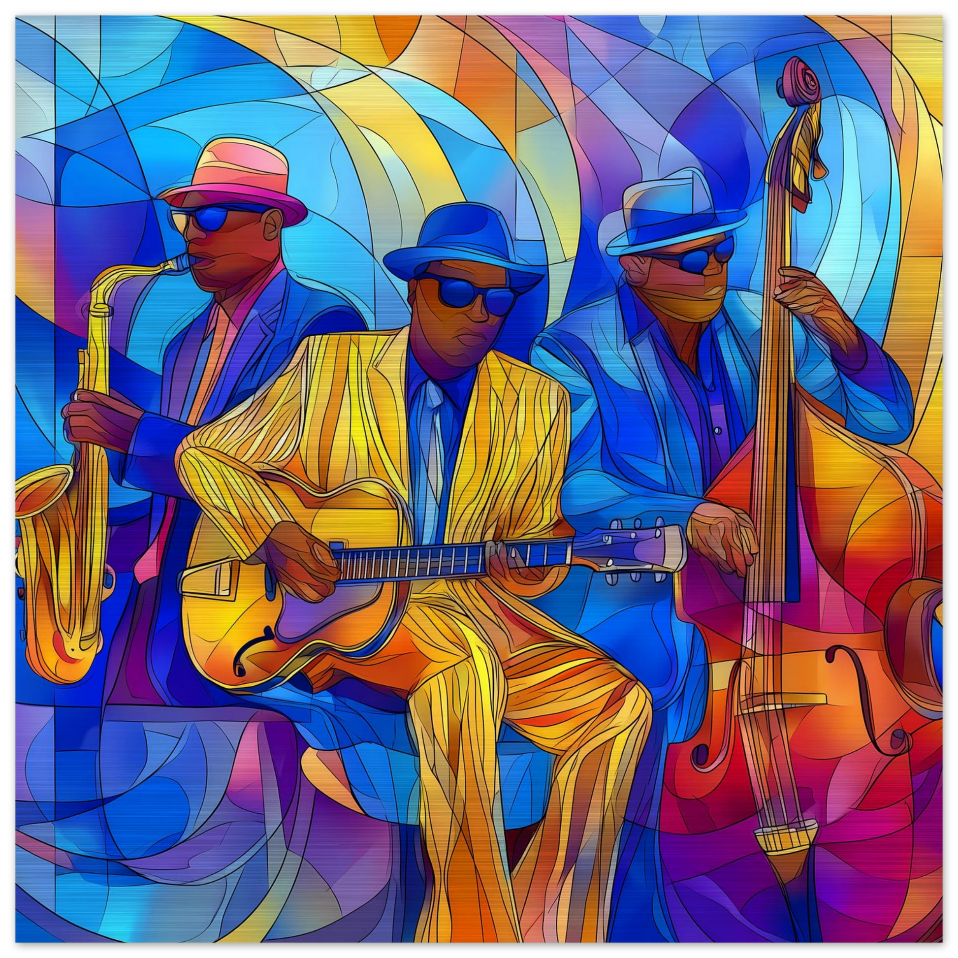 Trio de Jazz — tableau aluminium — vue 4 — art mural STNCL