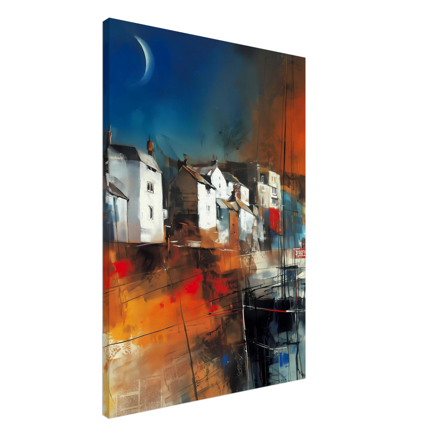 Port sous le Croissant de Lune — tableau sur toile — art mural STNCL