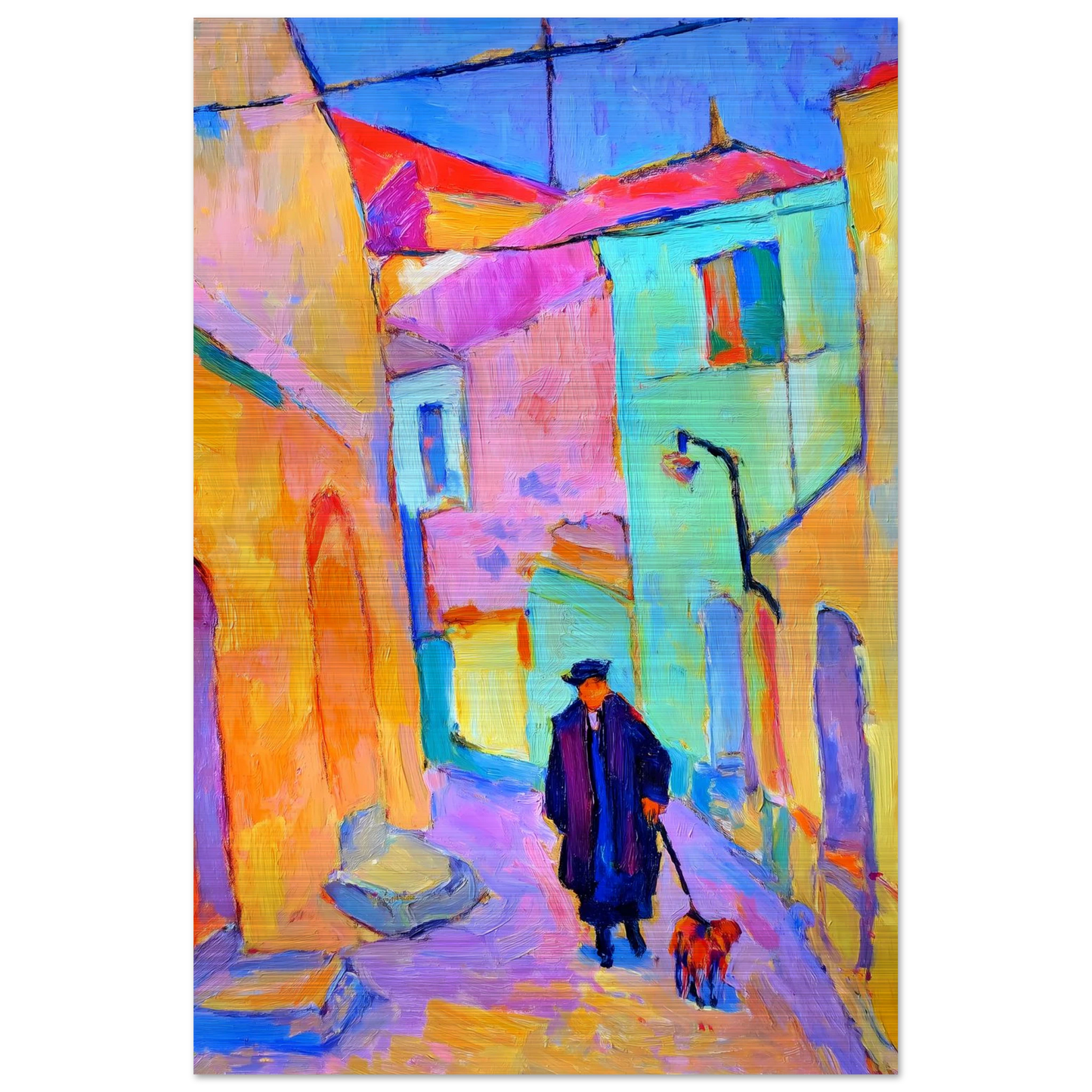 Le Promeneur en Bleu — tableau aluminium — vue 3 — art mural STNCL