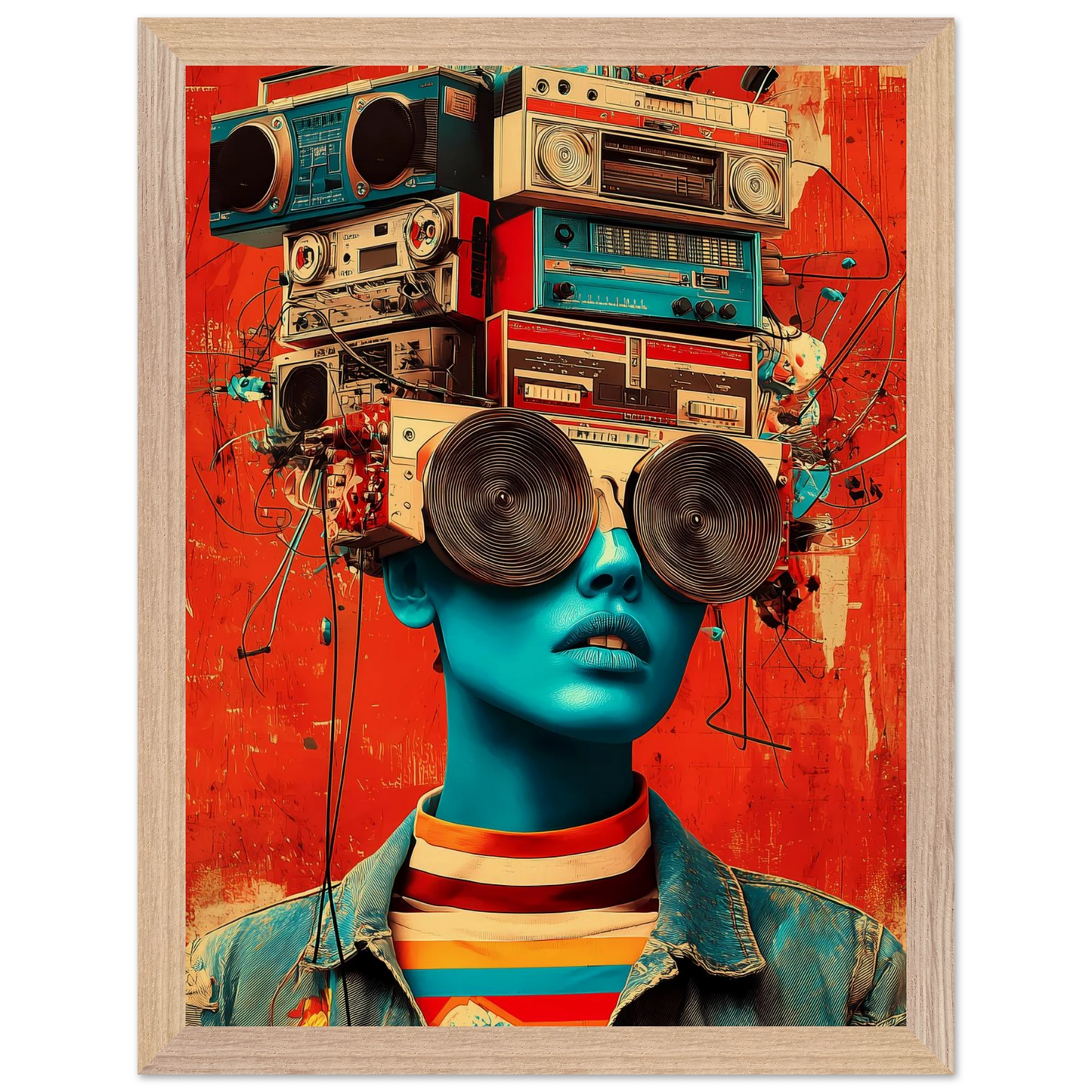 Tête à Musique — tableau encadre bois — vue 12 — art mural STNCL